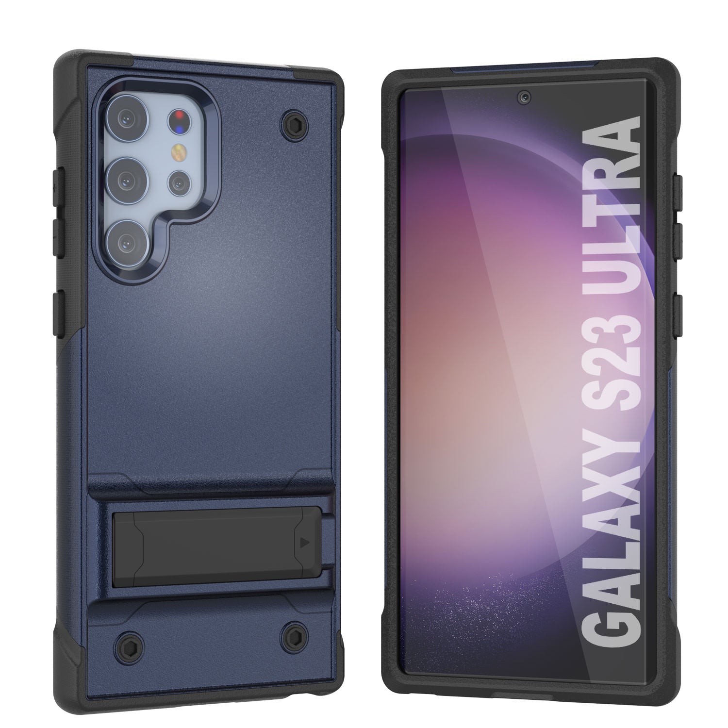 Punkcase Galaxy S24 Ultra Case [Reliance Series] Protective Hybrid Military Grade Cover W/Built-in Kickstand [Navy-Black]