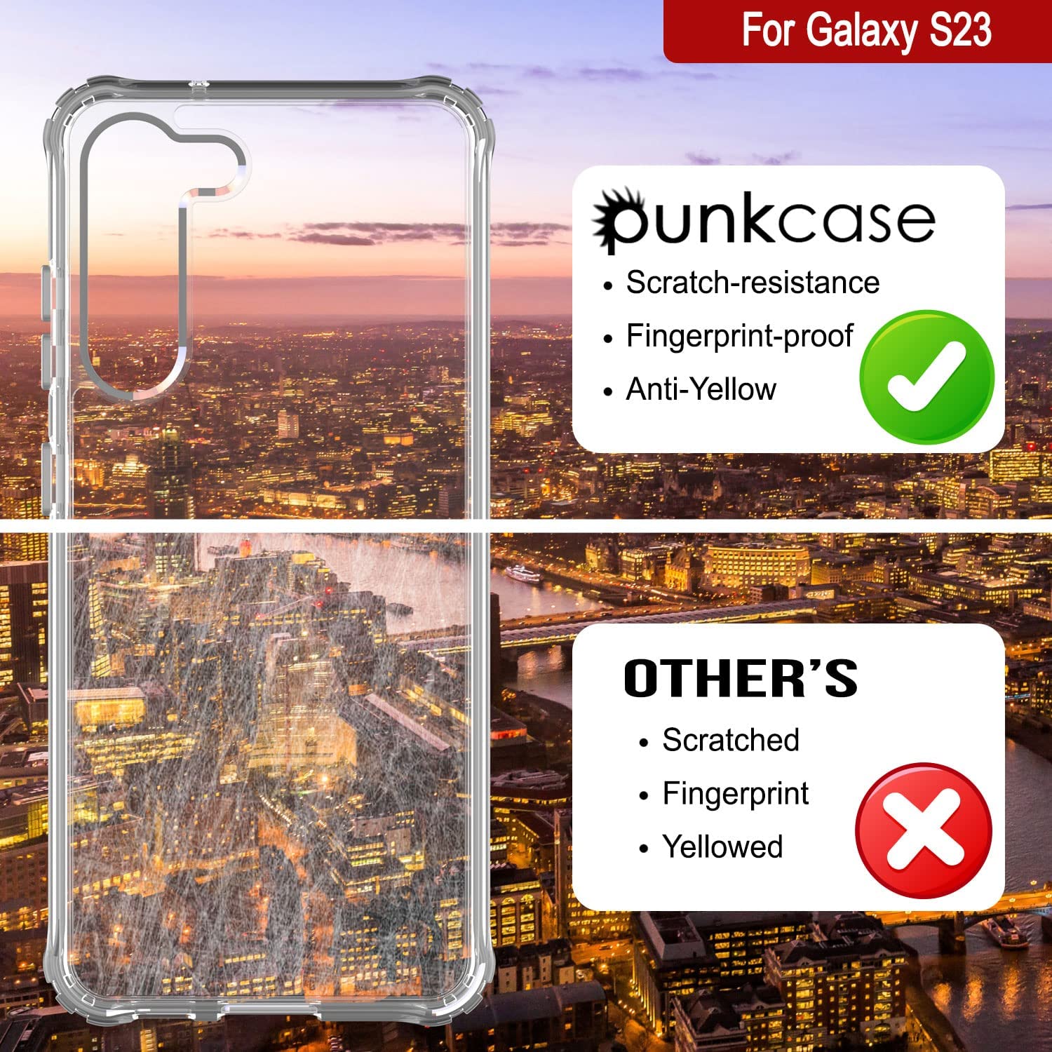 Galaxy S24 Case [Clear Acrylic Series] [Non-Slip] For Galaxy S24 [Orange]