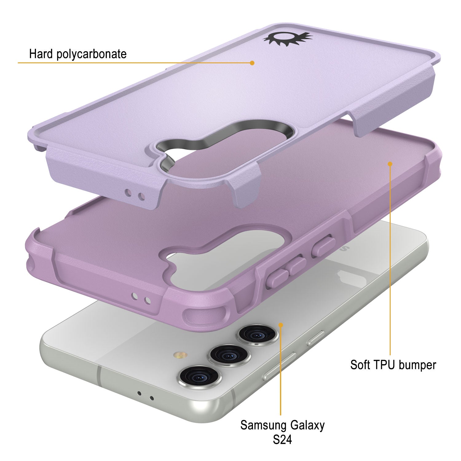 PunkCase Galaxy S24 Case, [Spartan 2.0 Series] Clear Rugged Heavy Duty Cover [Lilac]