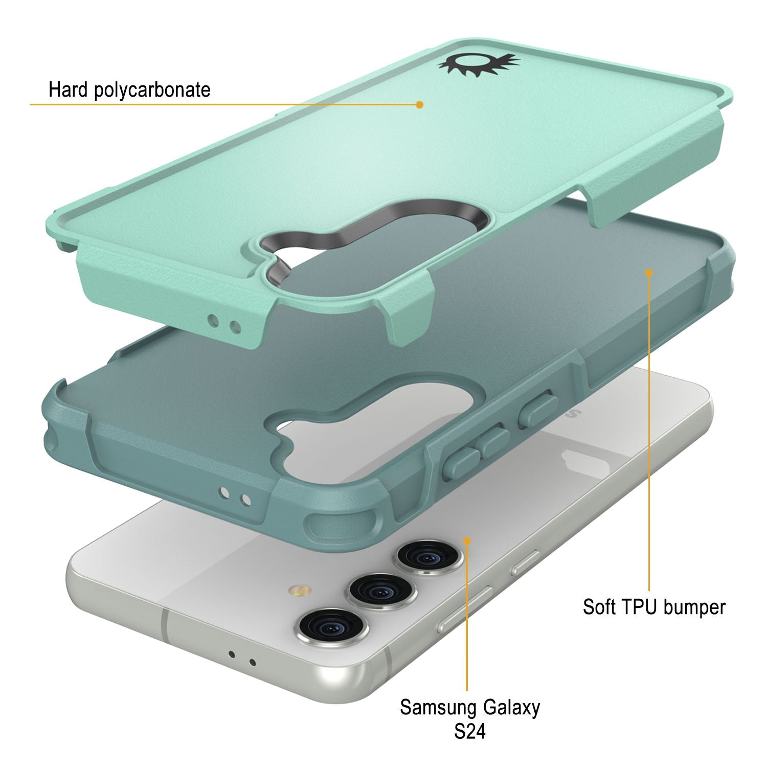 PunkCase Galaxy S24 Case, [Spartan 2.0 Series] Clear Rugged Heavy Duty Cover [Teal]