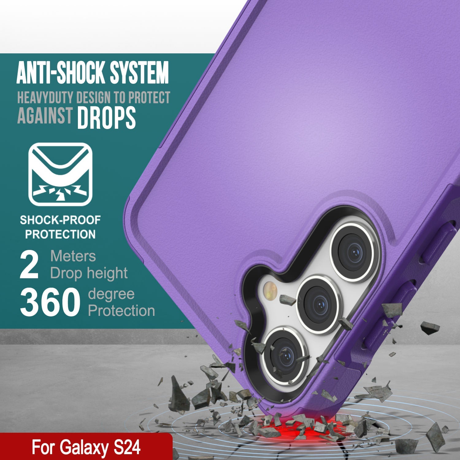 PunkCase Galaxy S24 Case, [Spartan 2.0 Series] Clear Rugged Heavy Duty Cover [Purple]