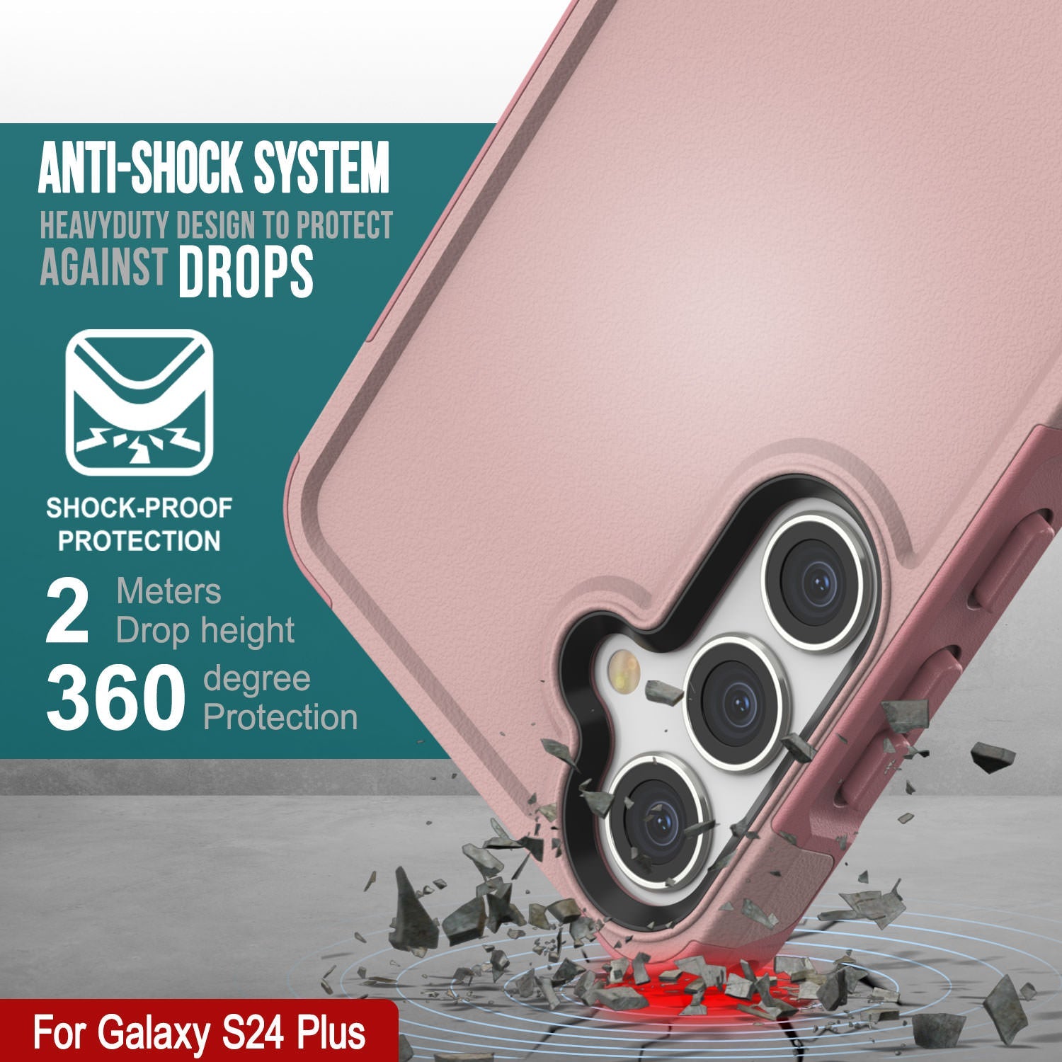 PunkCase Galaxy S24+ Plus Case, [Spartan 2.0 Series] Clear Rugged Heavy Duty Cover [Pink]