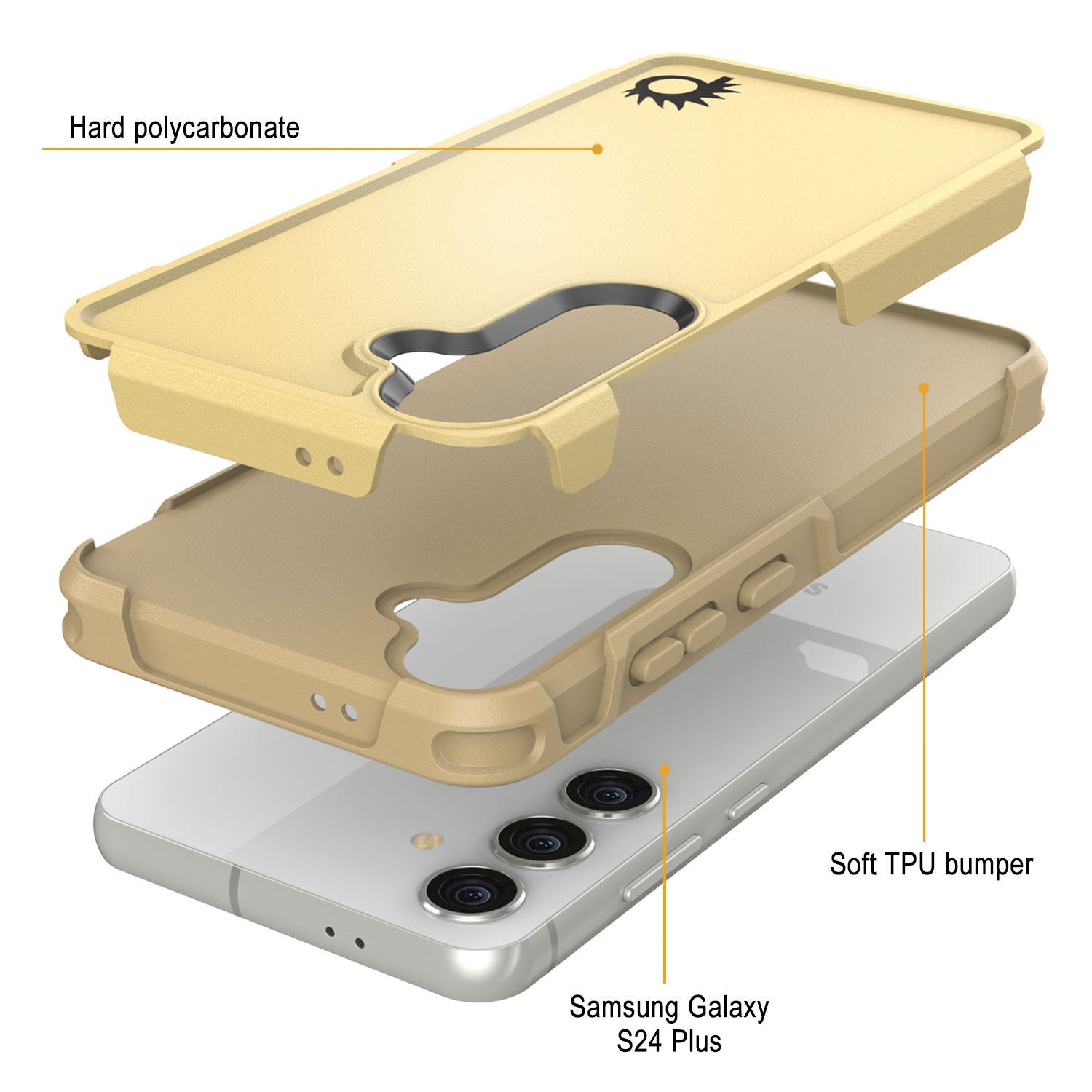 PunkCase Galaxy S24+ Plus Case, [Spartan 2.0 Series] Clear Rugged Heavy Duty Cover [Yellow]