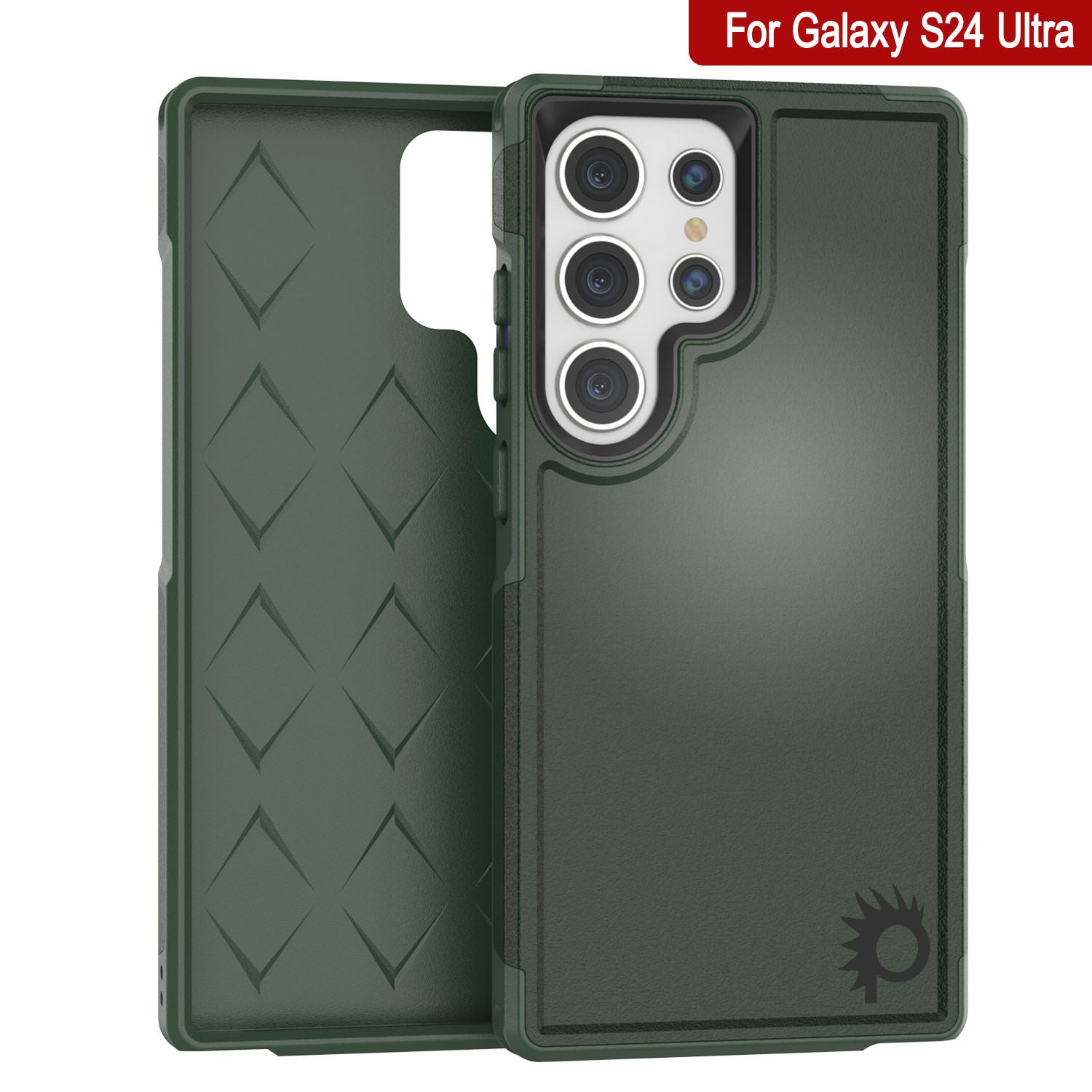 PunkCase Galaxy S24 Ultra Case, [Spartan 2.0 Series] Clear Rugged Heavy Duty Cover [Dark Green]