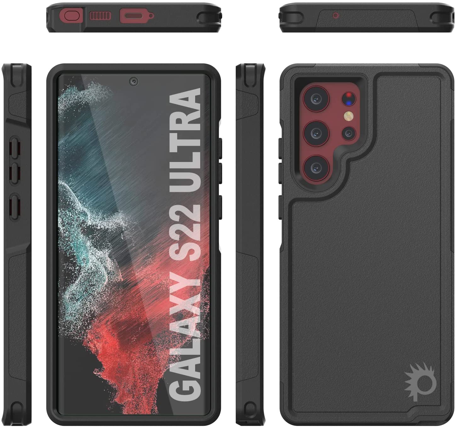 PunkCase Galaxy S22 Ultra Case, [Spartan 2.0 Series] Clear Rugged Heavy Duty Cover [Black]