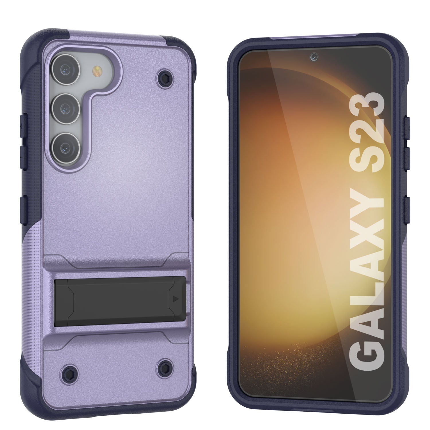 Punkcase Galaxy S24 Case [Reliance Series] Protective Hybrid Military Grade Cover W/Built-in Kickstand [Purple-Navy]