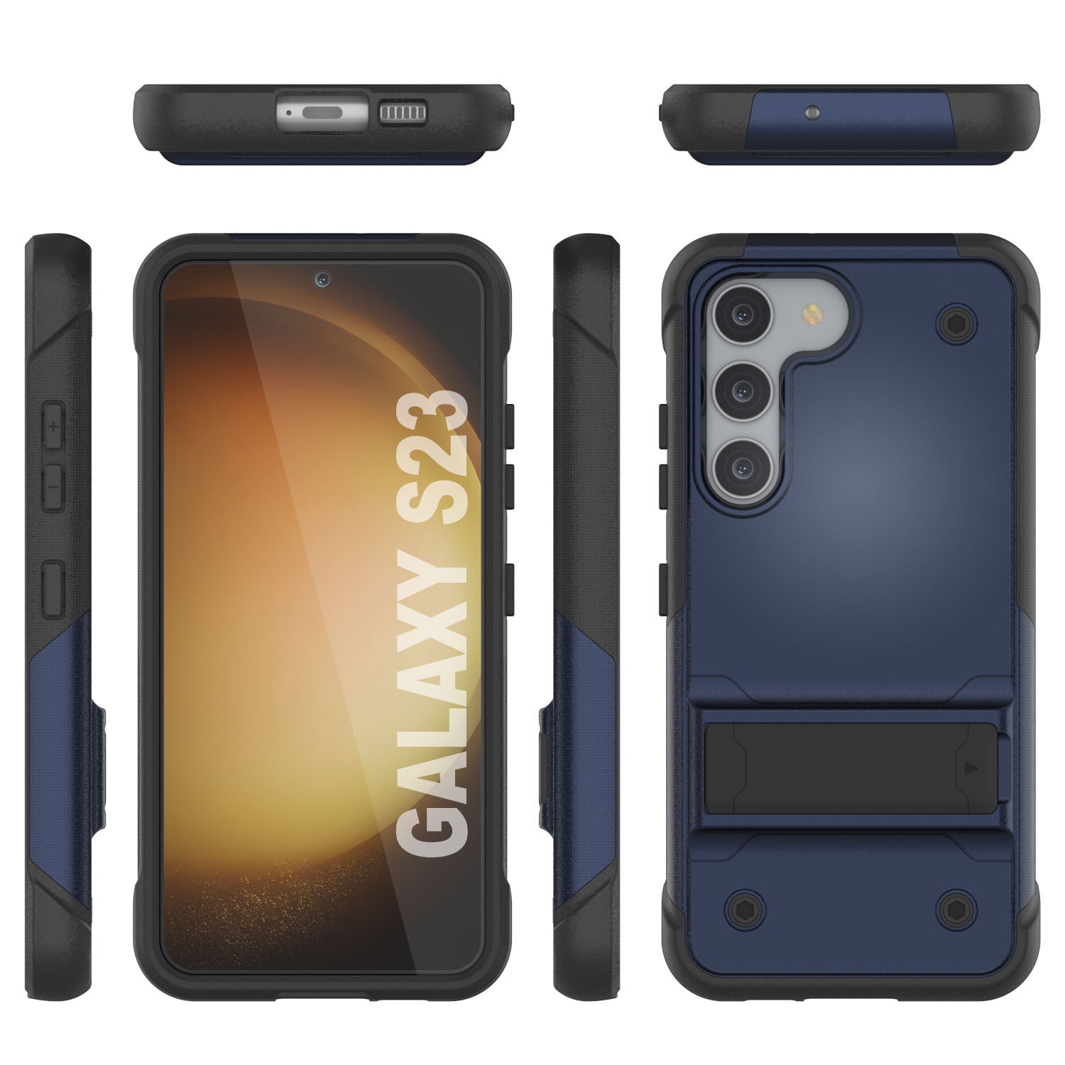 Punkcase Galaxy S24 Case [Reliance Series] Protective Hybrid Military Grade Cover W/Built-in Kickstand [Navy-Black]
