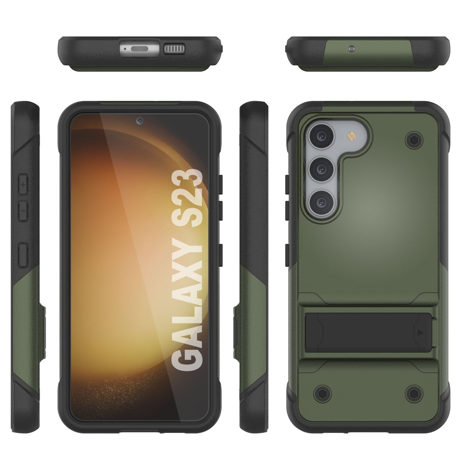 Punkcase Galaxy S24 Case [Reliance Series] Protective Hybrid Military Grade Cover W/Built-in Kickstand [Army Green-Black]
