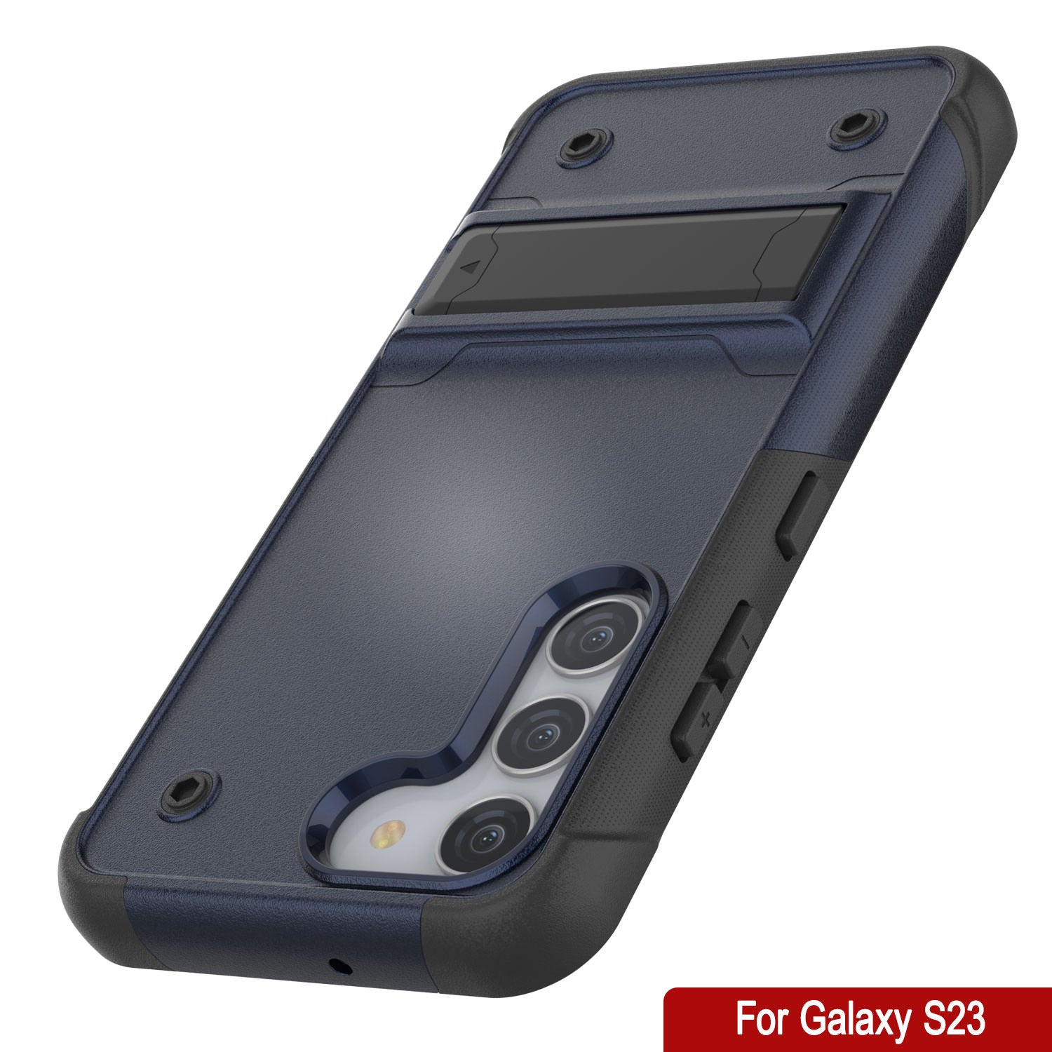 Punkcase Galaxy S23 Case [Reliance Series] Protective Hybrid Military Grade Cover W/Built-in Kickstand [Navy-Black]