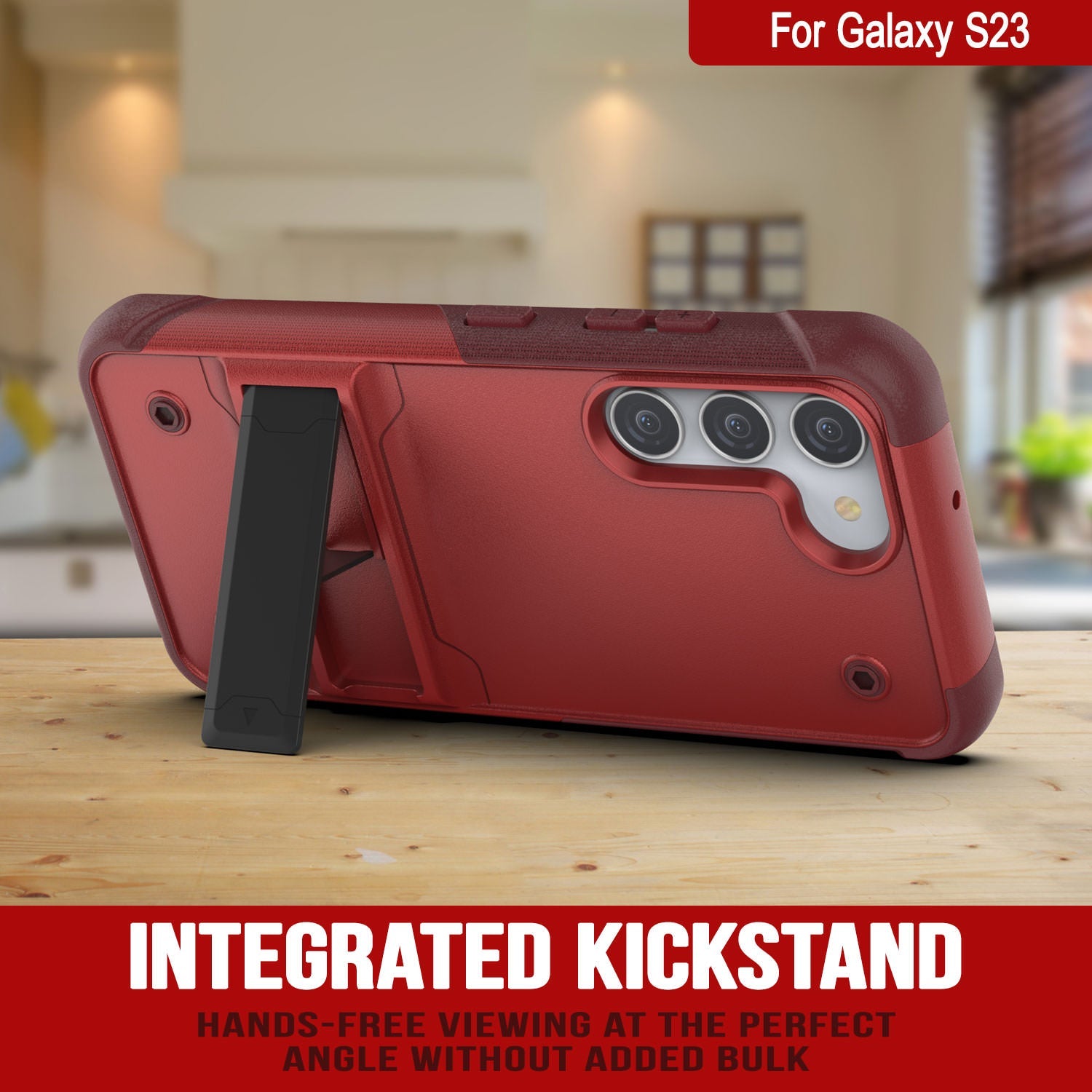 Punkcase Galaxy S24 Case [Reliance Series] Protective Hybrid Military Grade Cover W/Built-in Kickstand [Red-Rose]