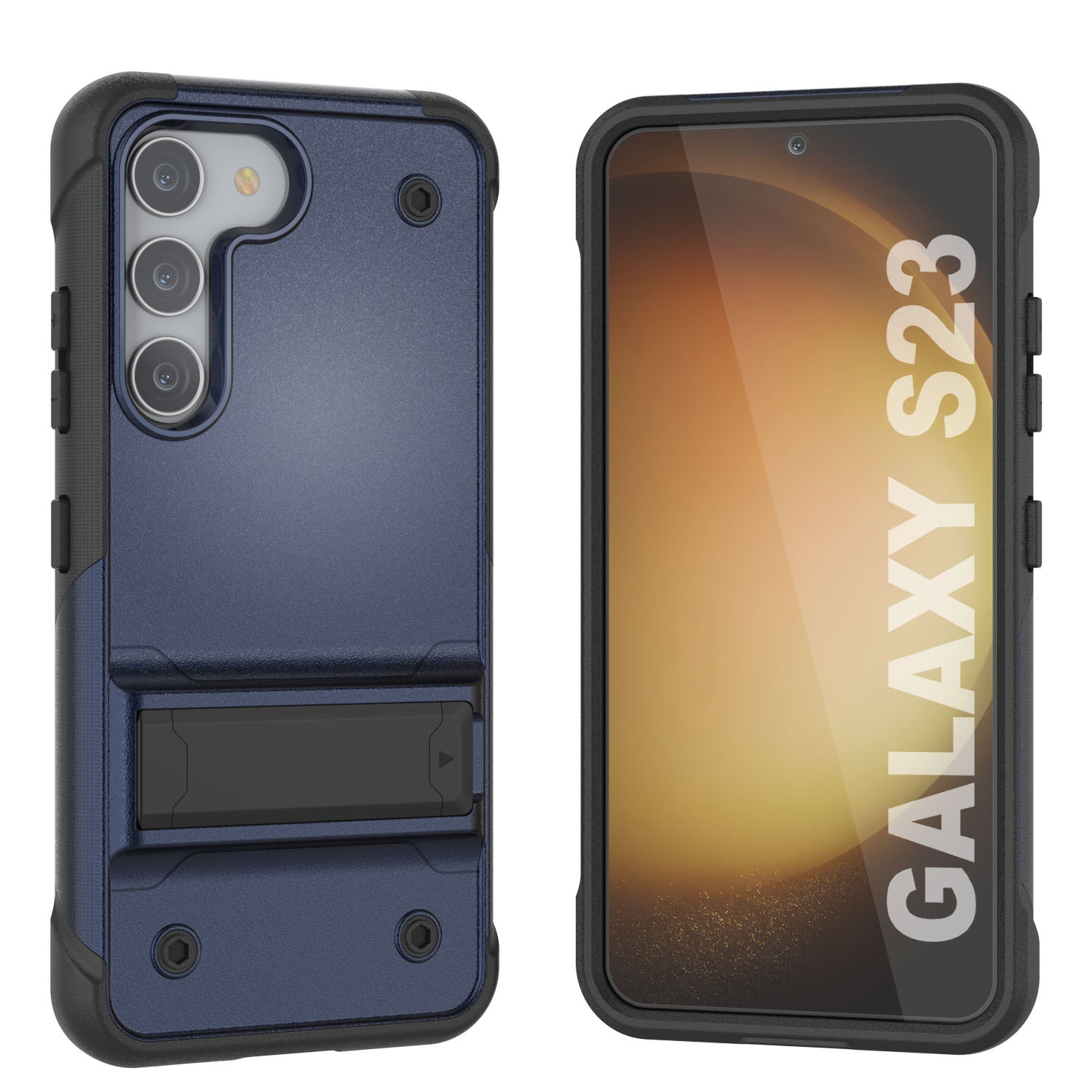 Punkcase Galaxy S24 Case [Reliance Series] Protective Hybrid Military Grade Cover W/Built-in Kickstand [Navy-Black]
