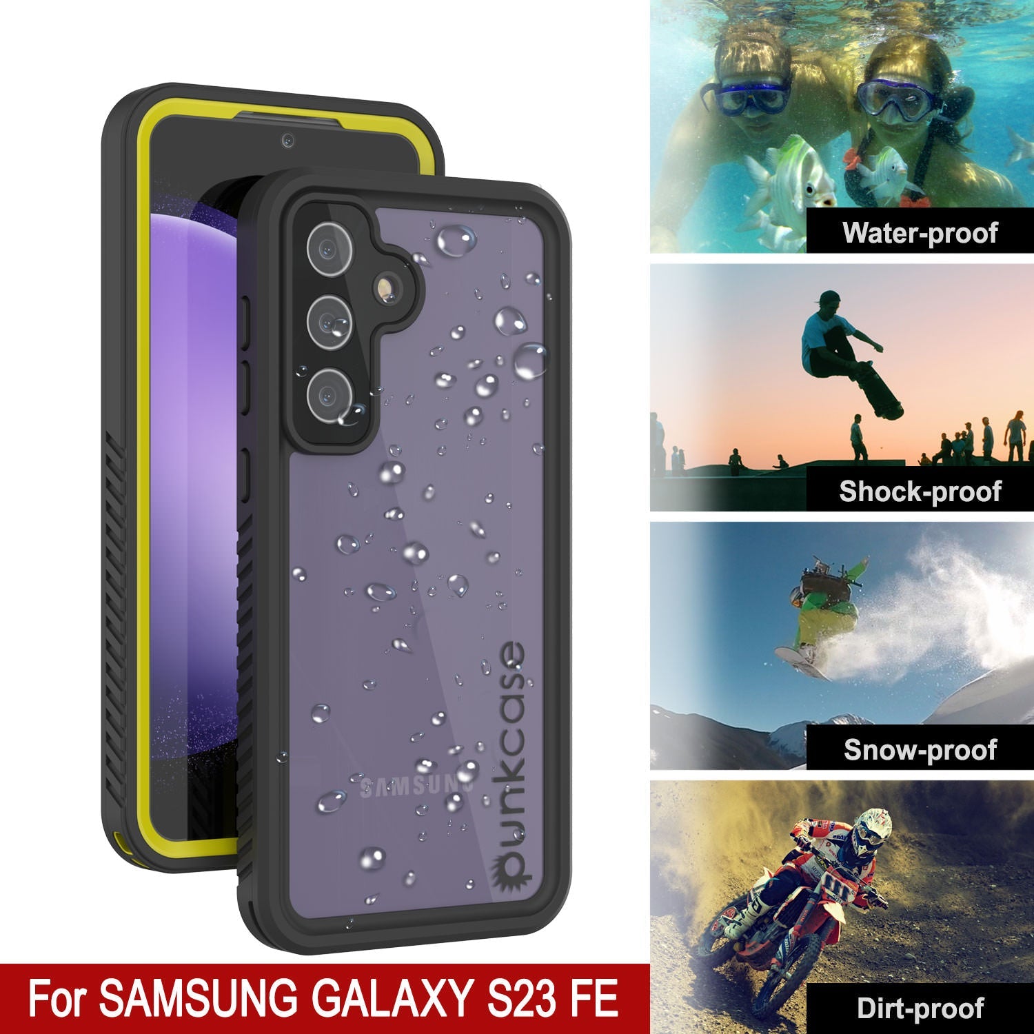 Galaxy S23 FE Water/ Shockproof [Extreme Series] With Screen Protector Case [Yellow]