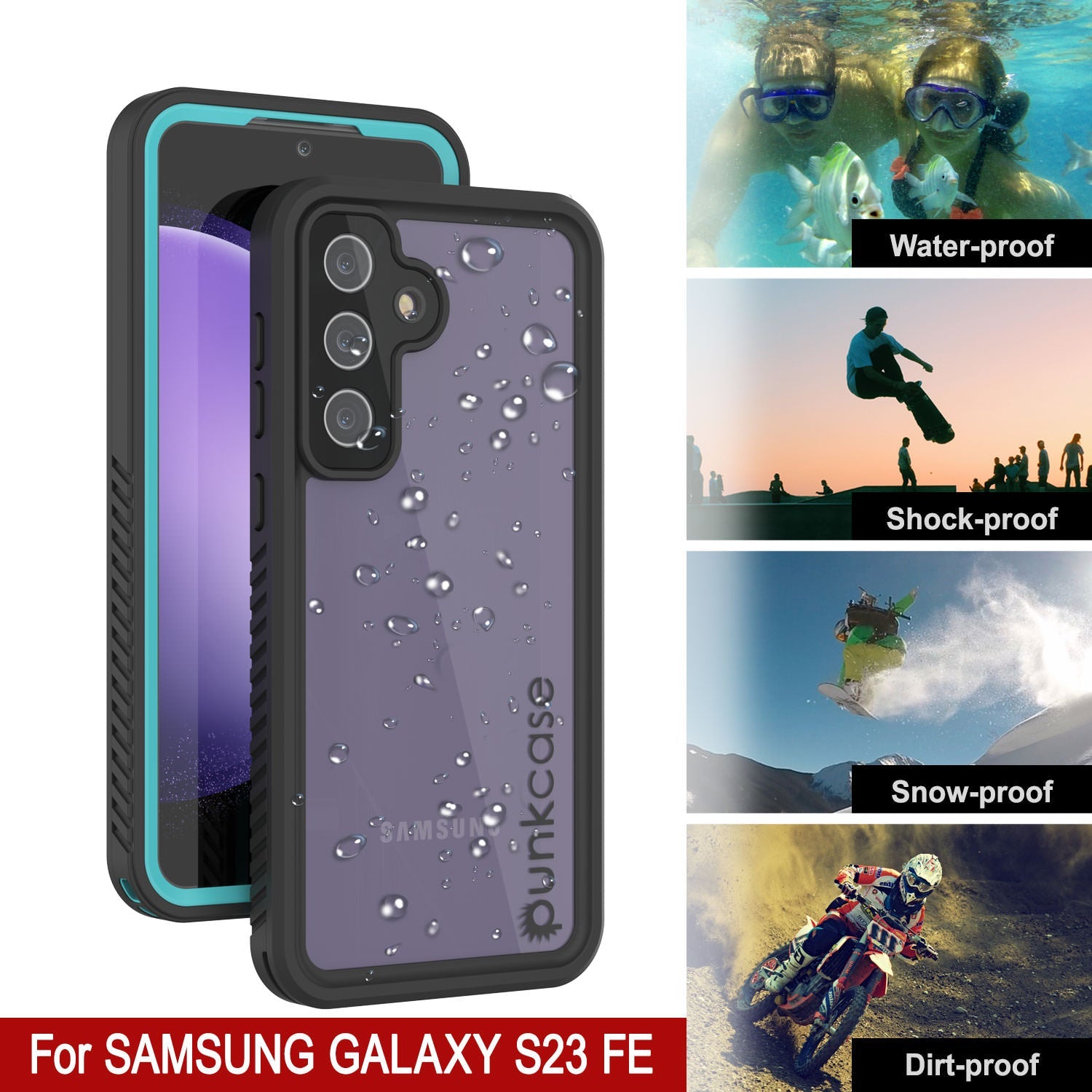 Galaxy S23 FE Water/ Shock/ Snowproof [Extreme Series]  Screen Protector Case [Teal]