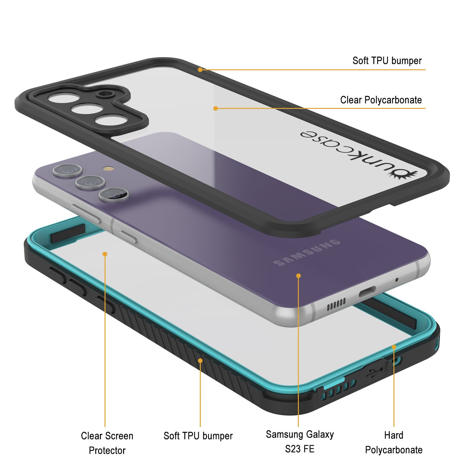 Galaxy S23 FE Water/ Shock/ Snowproof [Extreme Series]  Screen Protector Case [Teal]