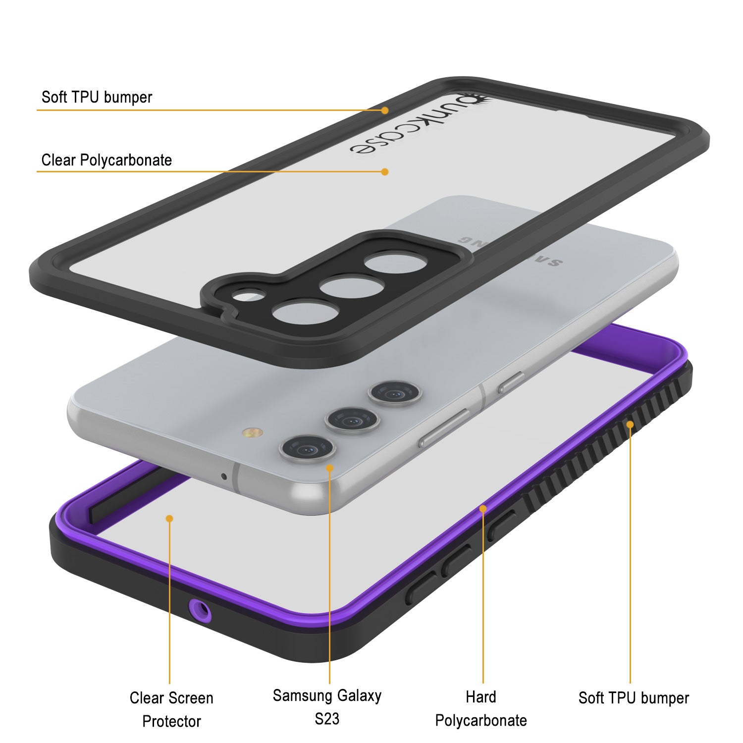 Galaxy S23 Water/ Shockproof [Extreme Series] Slim Screen Protector Case [Purple]