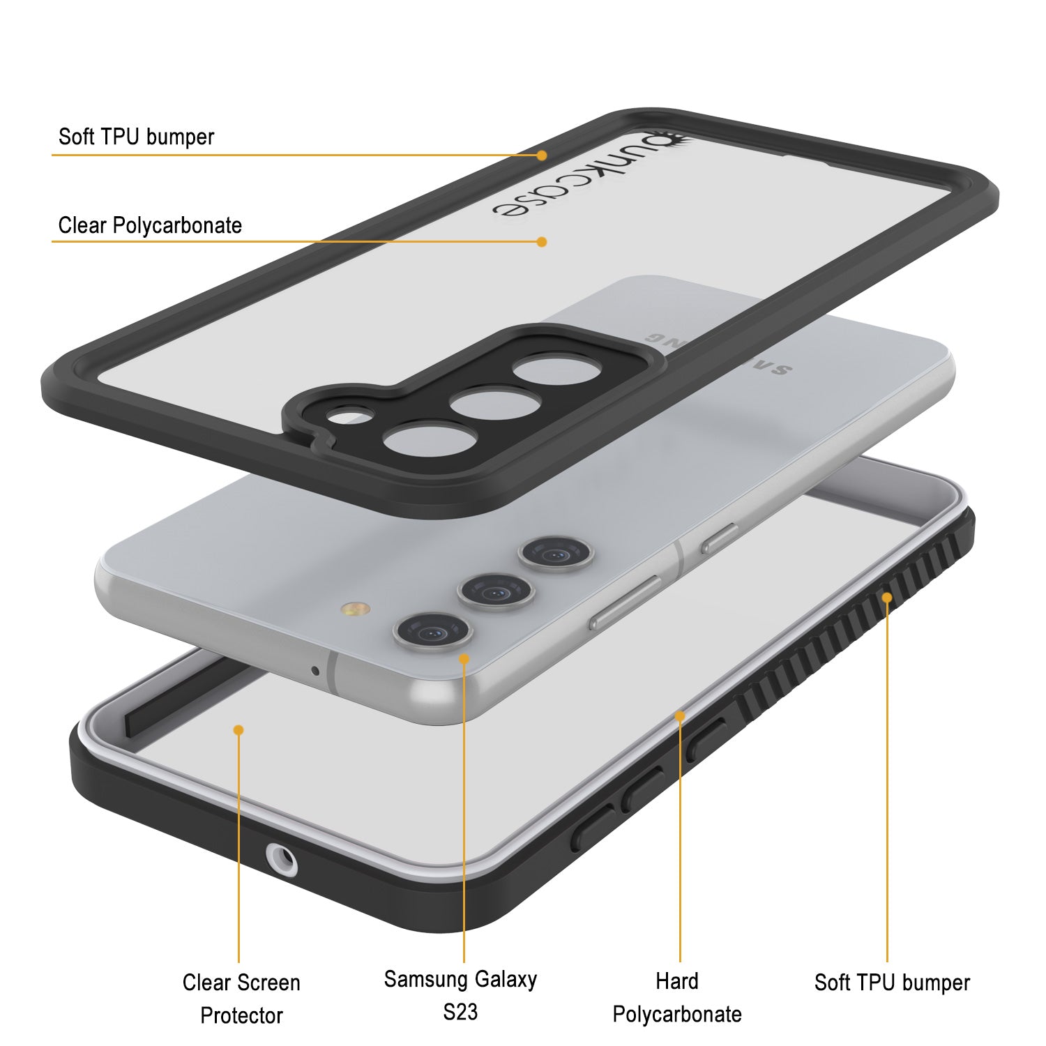 Galaxy S23 Water/ Shock/ Snow/ dirt proof [Extreme Series] Punkcase Slim Case [White]