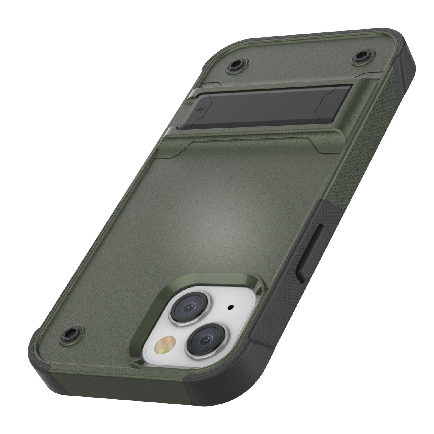 Punkcase iPhone 14 Plus Case [Reliance Series] Protective Hybrid Military Grade Cover W/Built-in Kickstand [Army-Green-Black]