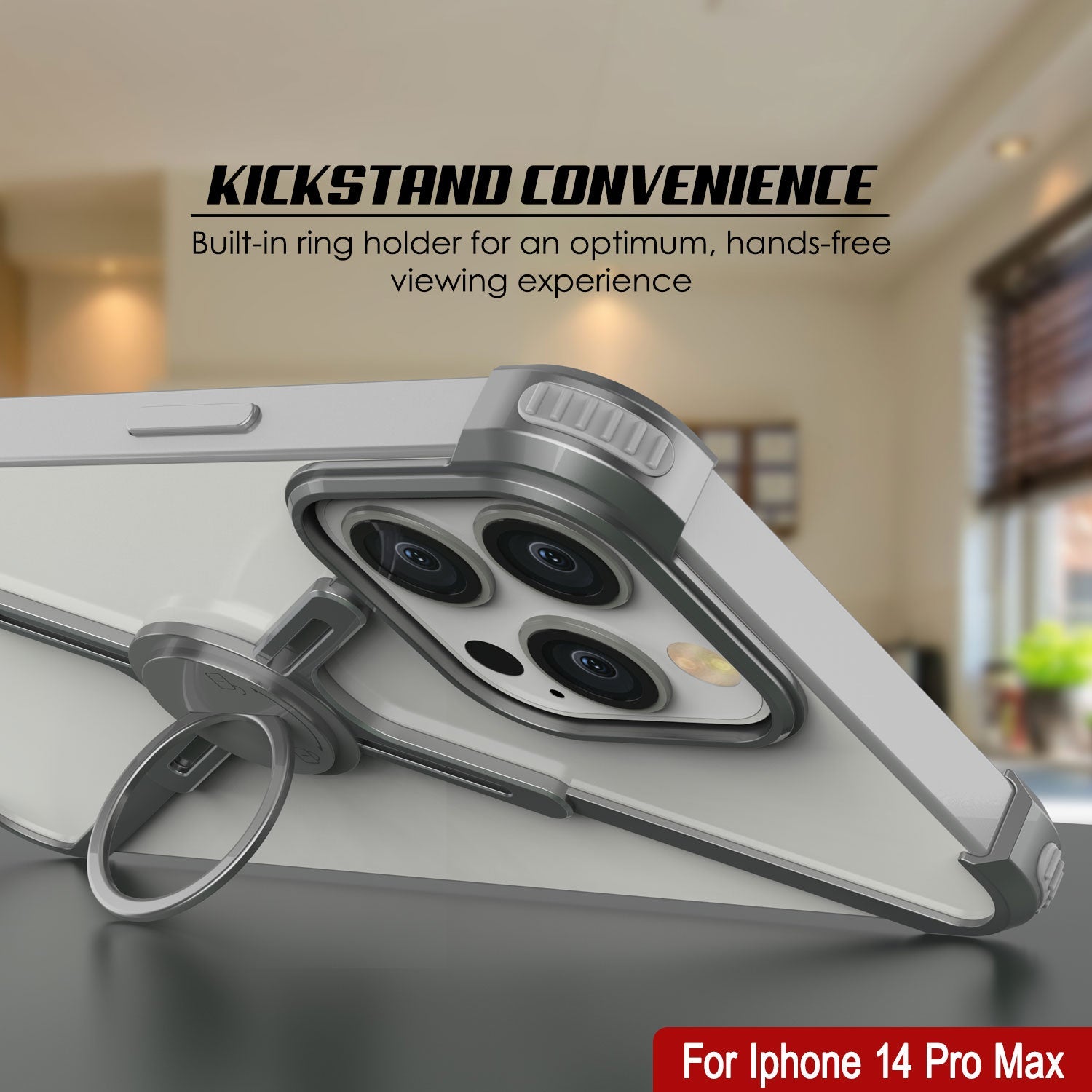 Punkcase iPhone 14 Pro Max Bumper Case [Backbone Series] Ultra Slim Minimalist Aluminum Metal X-Frame Cover for iPhone 14 Pro Max (2022) (6.7") [Silver]