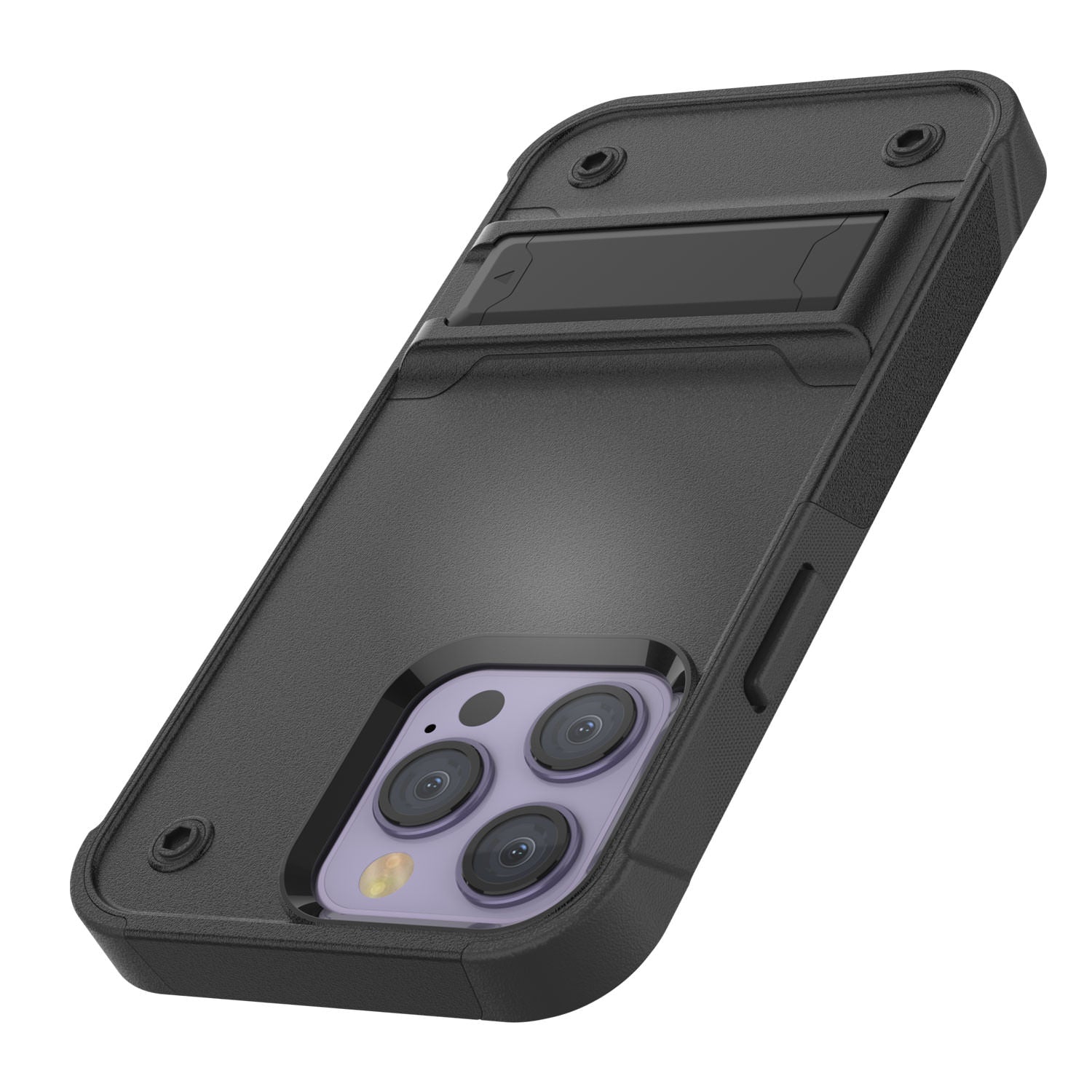 Punkcase iPhone 14 Pro Max Case [Reliance Series] Protective Hybrid Military Grade Cover W/Built-in Kickstand [Black]