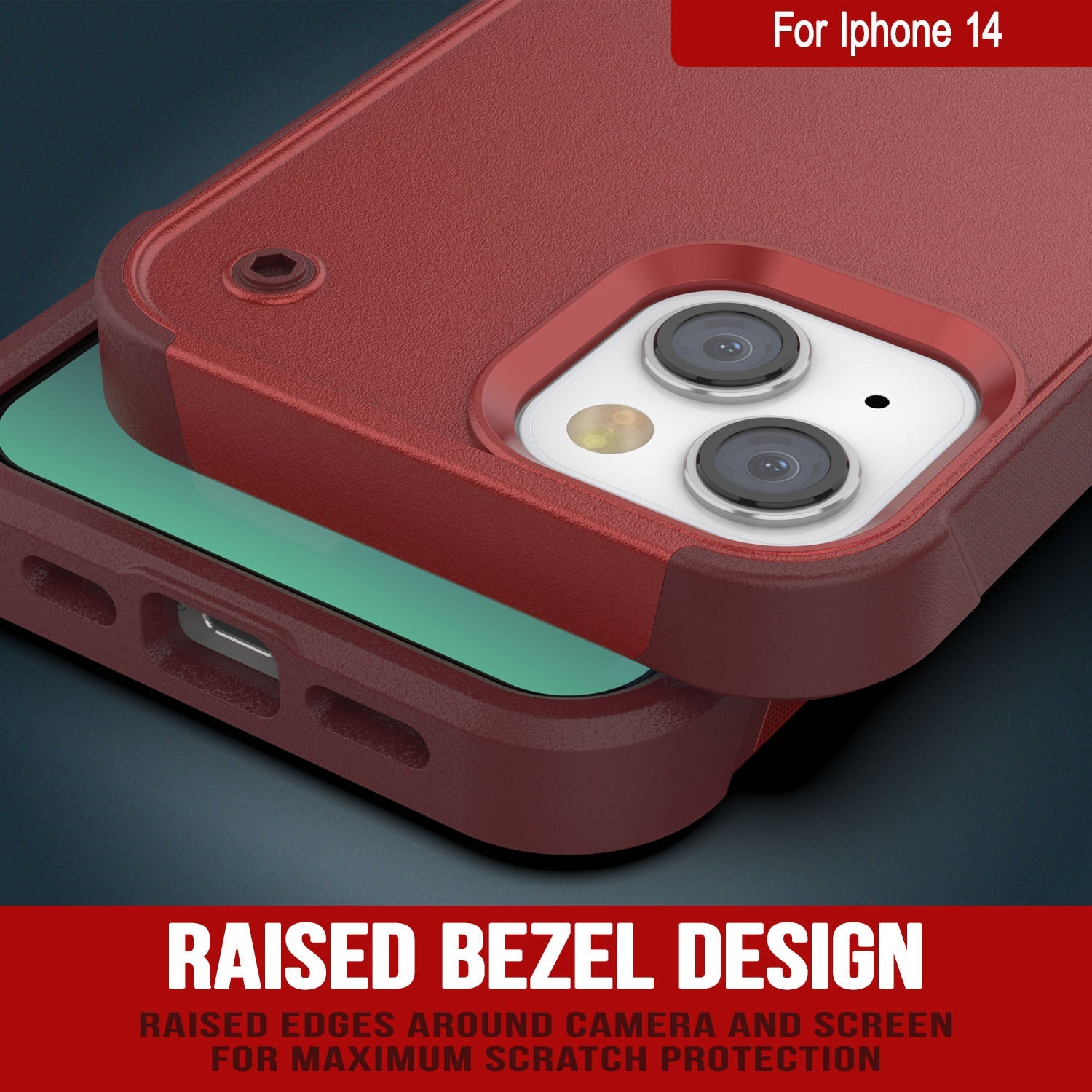 Punkcase iPhone 14 Case [Reliance Series] Protective Hybrid Military Grade Cover W/Built-in Kickstand [Red-Rose]