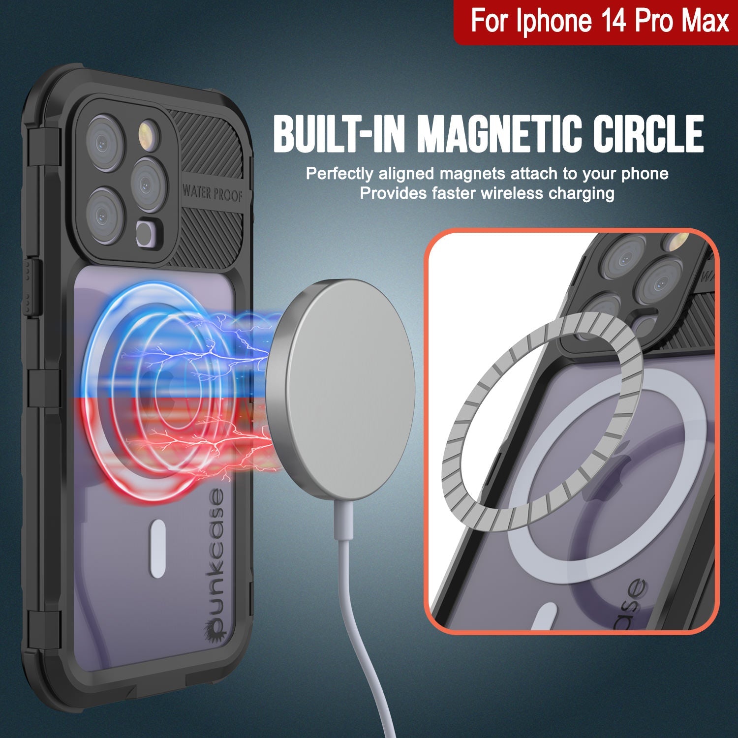iPhone 14 Pro Max Metal Extreme 2.0 Series Aluminum Waterproof Case IP68 W/Buillt in Screen Protector [Black]