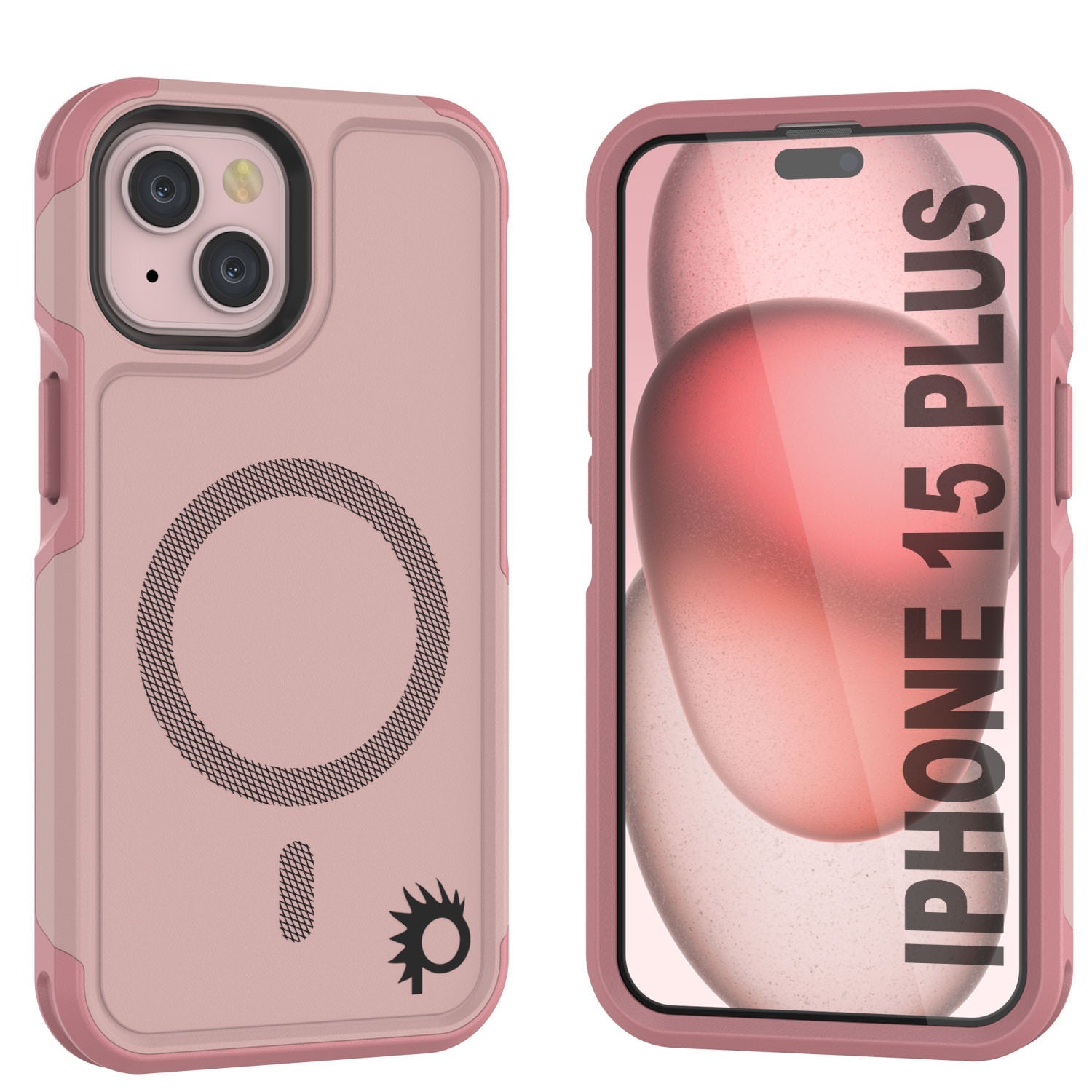PunkCase iPhone 15 Plus Case, [Spartan 2.0 Series] Clear Rugged Heavy Duty Cover W/Built in Screen Protector [pink]