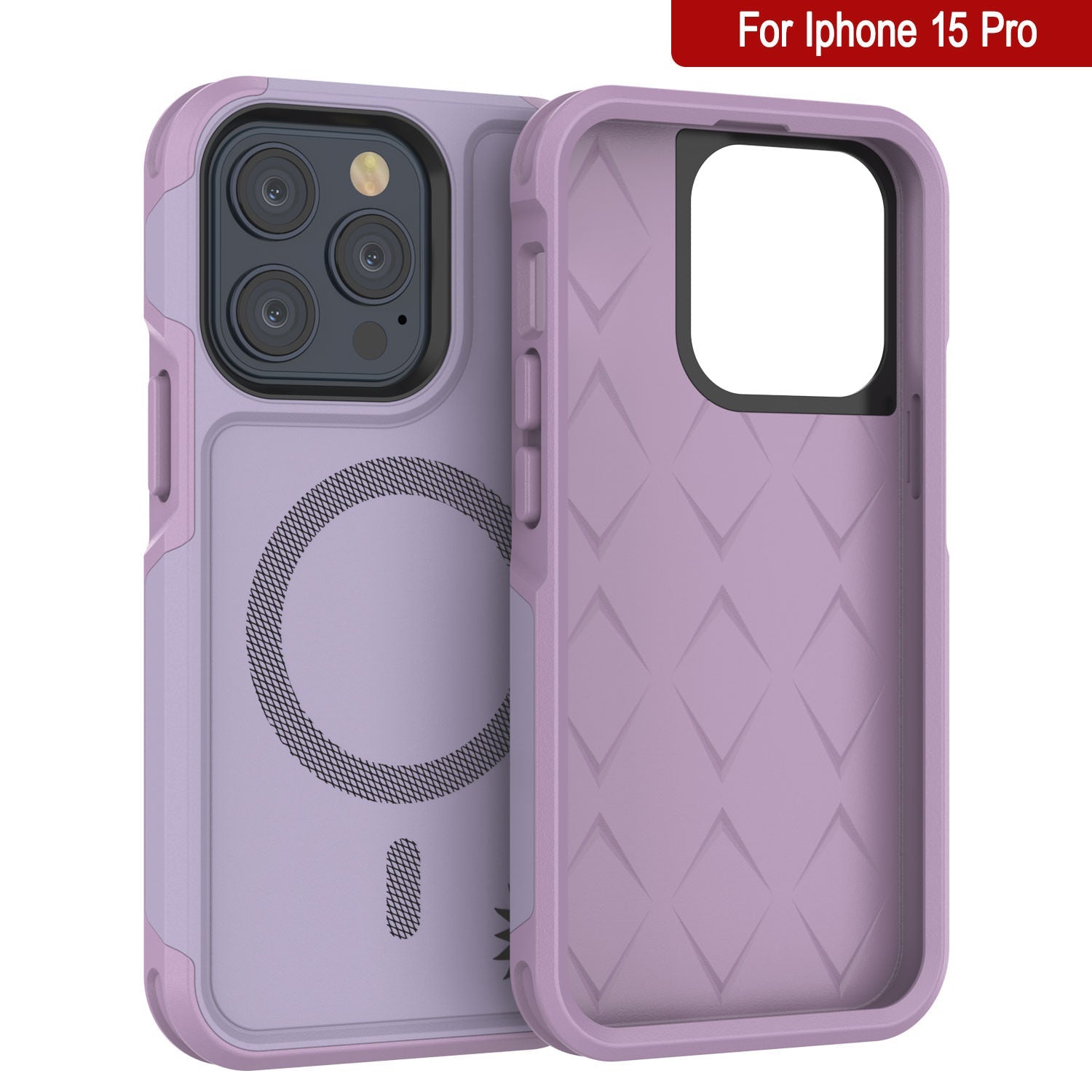 PunkCase iPhone 15 Pro Case, [Spartan 2.0 Series] Clear Rugged Heavy Duty Cover W/Built in Screen Protector [lilac]