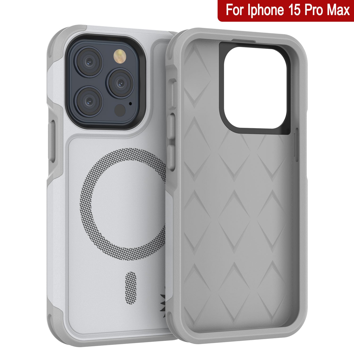 PunkCase iPhone 15 Pro Max Case, [Spartan 2.0 Series] Clear Rugged Heavy Duty Cover W/Built in Screen Protector [white]