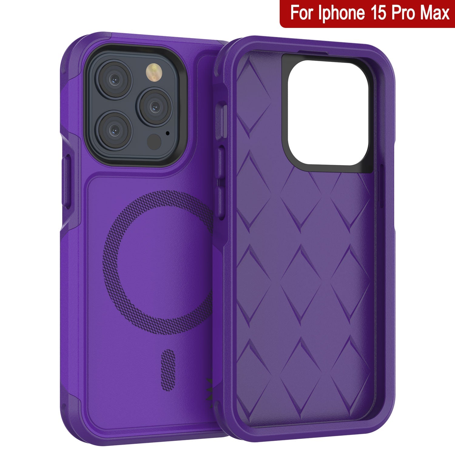 PunkCase iPhone 15 Pro Max Case, [Spartan 2.0 Series] Clear Rugged Heavy Duty Cover W/Built in Screen Protector [purple]