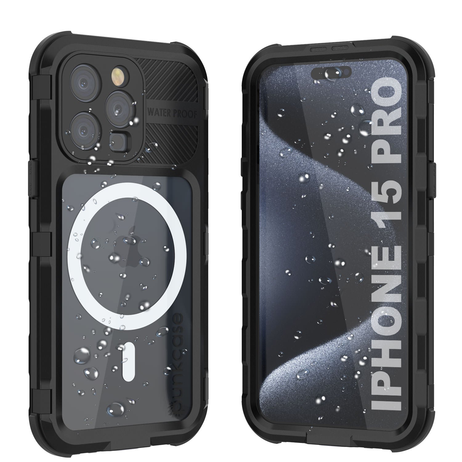 iPhone 15 Pro Metal Extreme 2.0 Series Aluminum Waterproof Case IP68 W/Buillt in Screen Protector [Black]