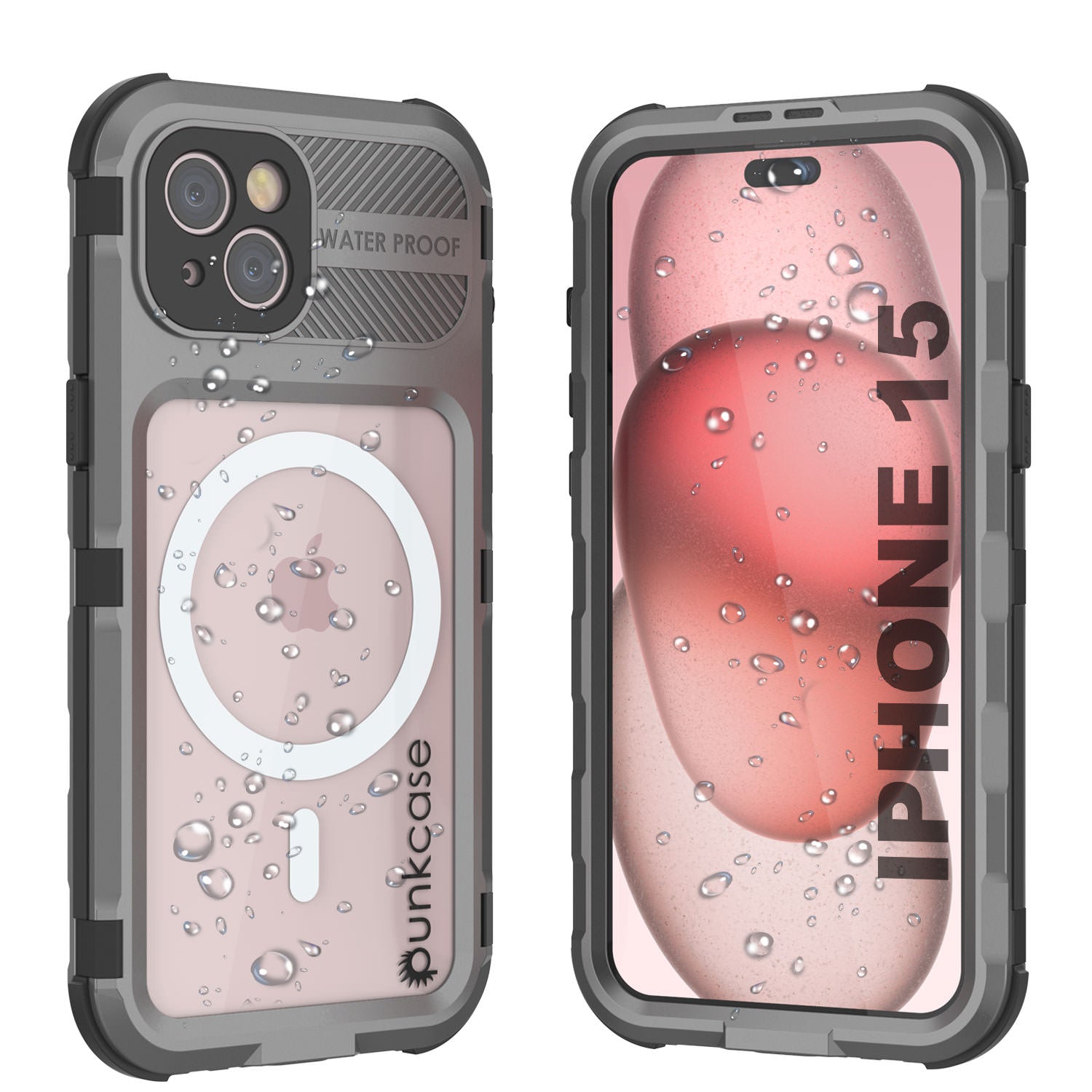 iPhone 15 Metal Extreme 2.0 Series Aluminum Waterproof Case IP68 W/Buillt in Screen Protector [Silver]