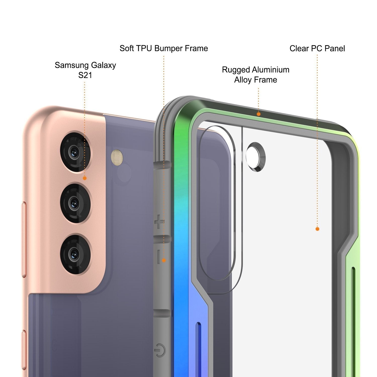 Punkcase S21 ravenger Case Protective Military Grade Multilayer Cover [Rainbow]