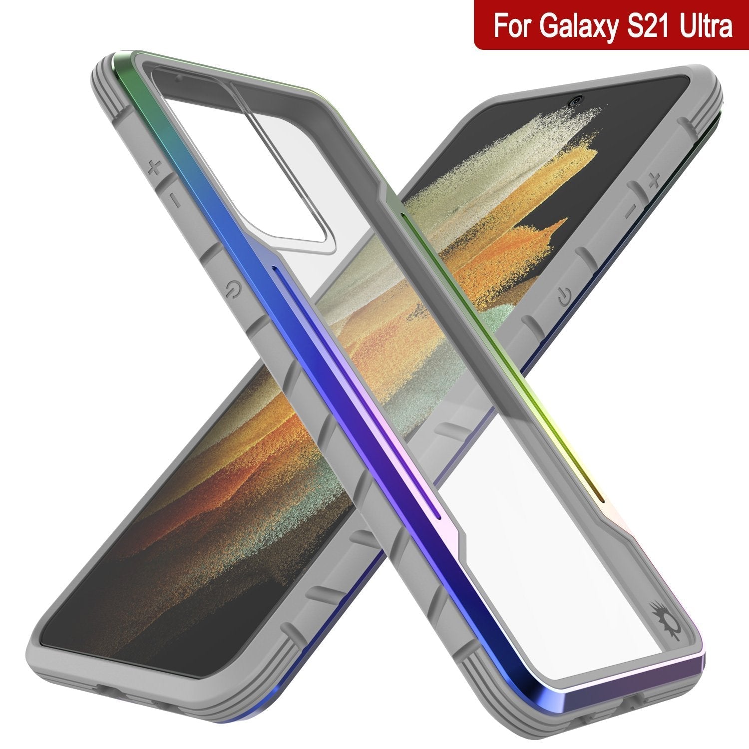 Punkcase S21 Ultra ravenger Case Protective Military Grade Multilayer Cover [Rainbow]