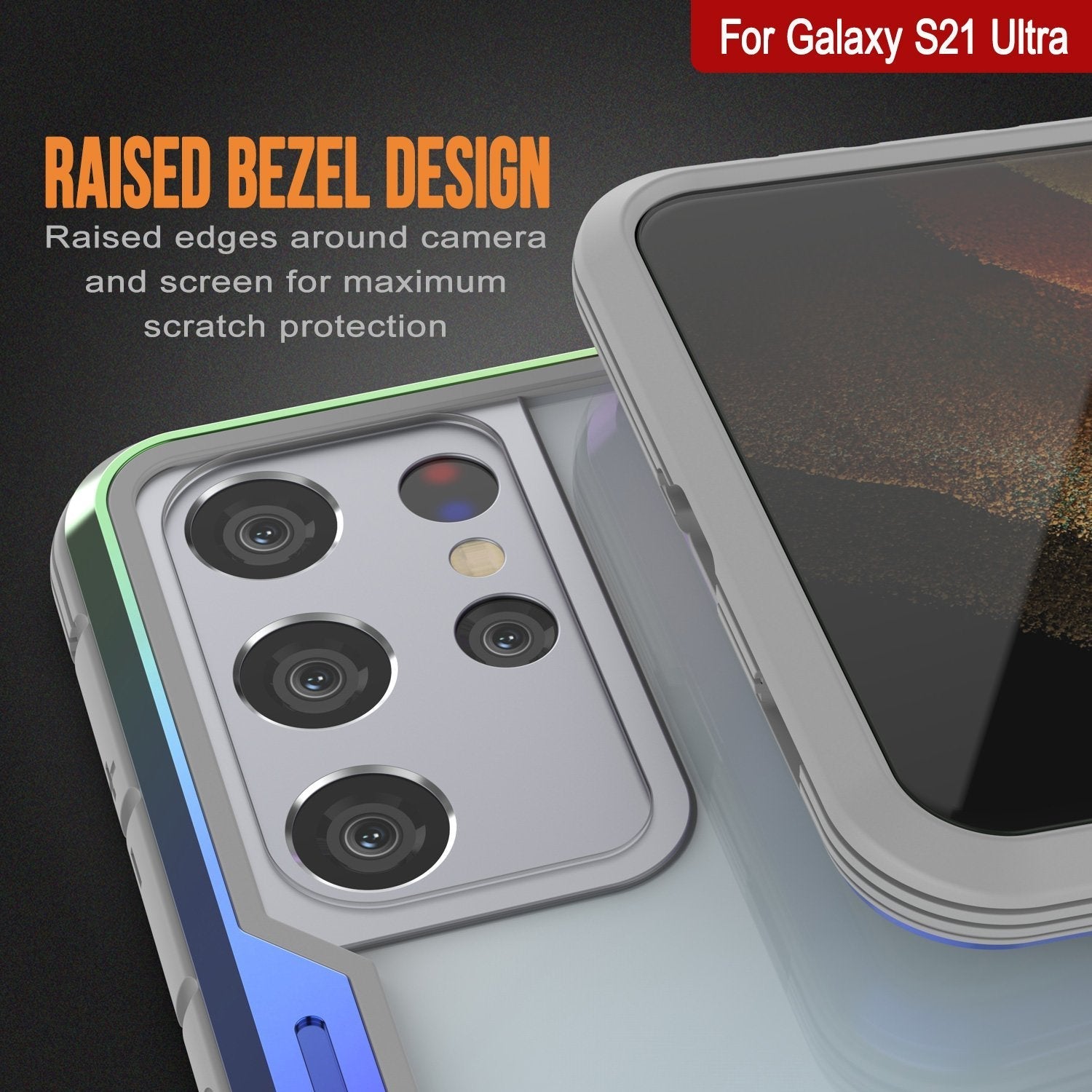 Punkcase S21 Ultra ravenger Case Protective Military Grade Multilayer Cover [Rainbow]