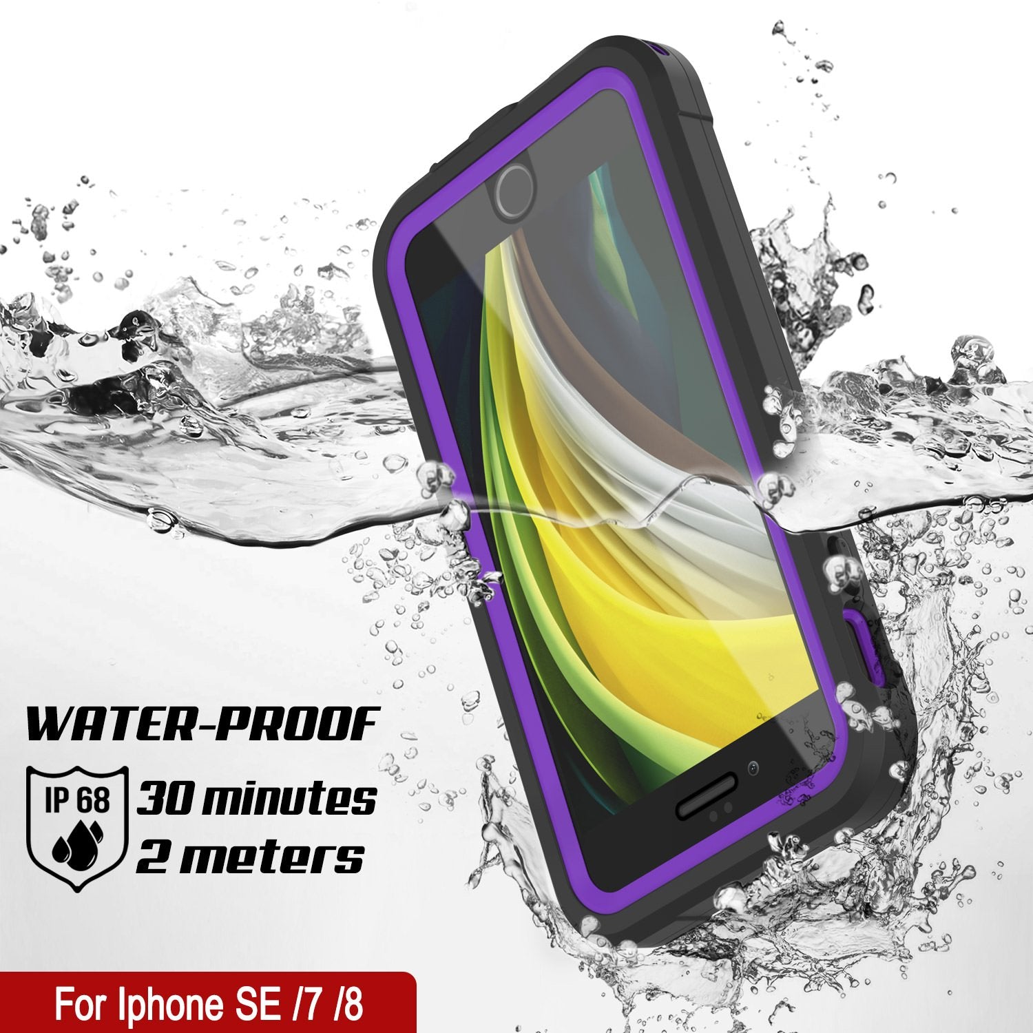 iPhone 7 Waterproof IP68 Case, Punkcase [Purple]  [Maximus Series] [Slim Fit] [IP68 Certified] [Shockresistant] Clear Armor Cover with Screen Protector | Ultimate Protection