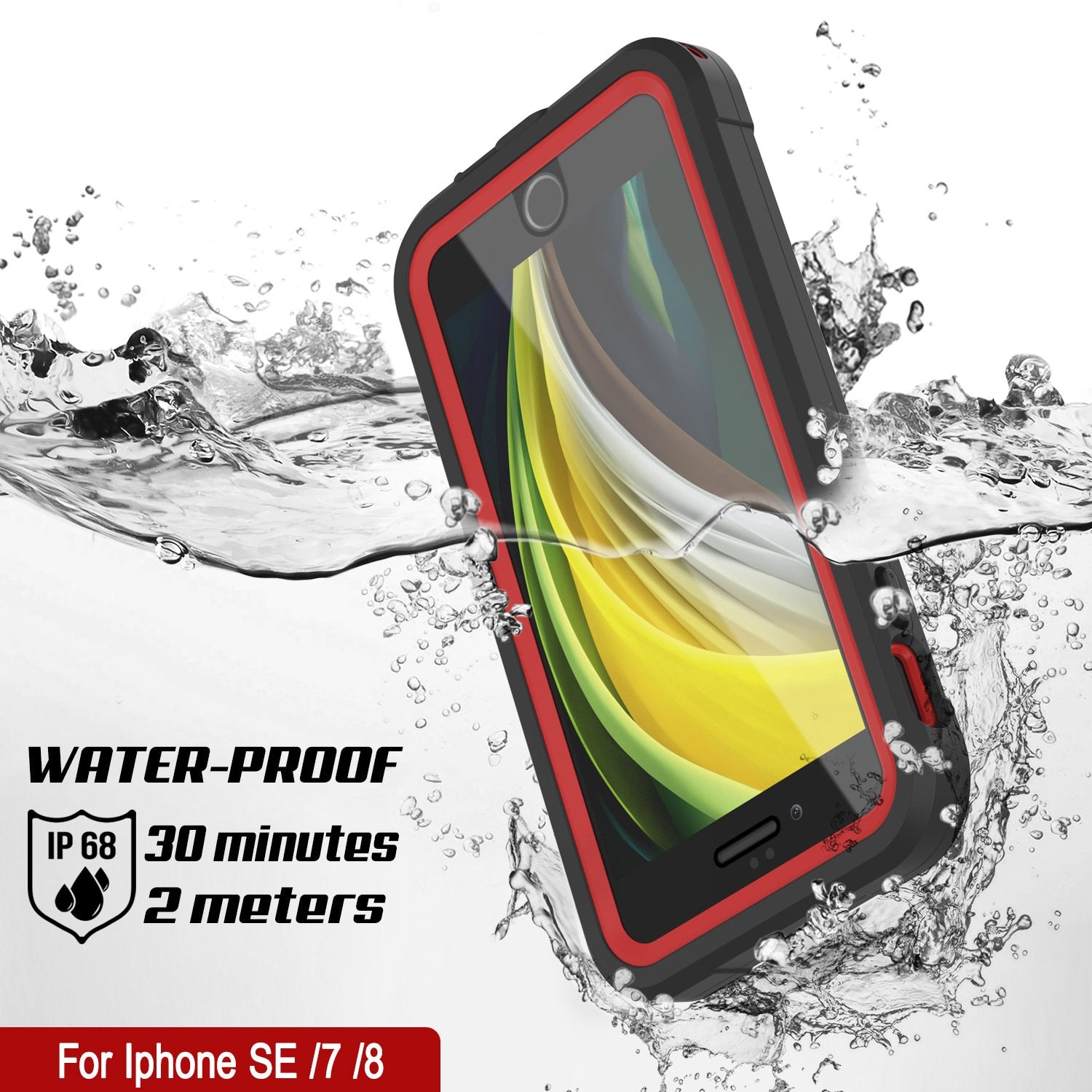 iPhone 7 Waterproof IP68 Case, Punkcase [red]  [Maximus Series] [Slim Fit] [IP68 Certified] [Shockresistant] Clear Armor Cover with Screen Protector | Ultimate Protection