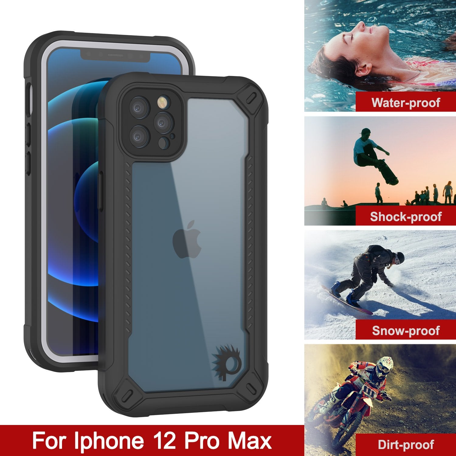 iPhone 12 Pro Max Waterproof IP68 Case, Punkcase [white]  [Maximus Series] [Slim Fit] [IP68 Certified] [Shockresistant] Clear Armor Cover with Screen Protector | Ultimate Protection