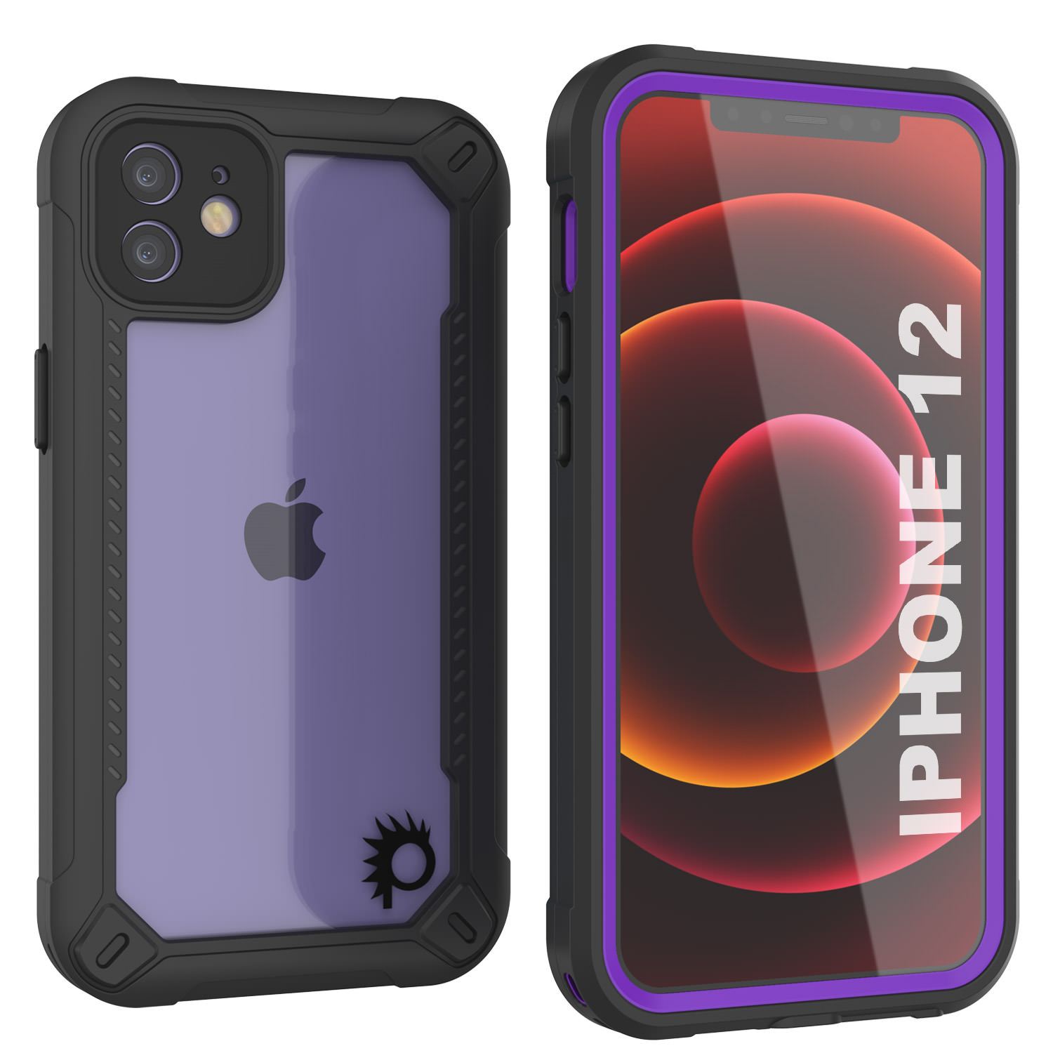 iPhone 12 Waterproof IP68 Case, Punkcase [Purple]  [Maximus Series] [Slim Fit] [IP68 Certified] [Shockresistant] Clear Armor Cover with Screen Protector | Ultimate Protection