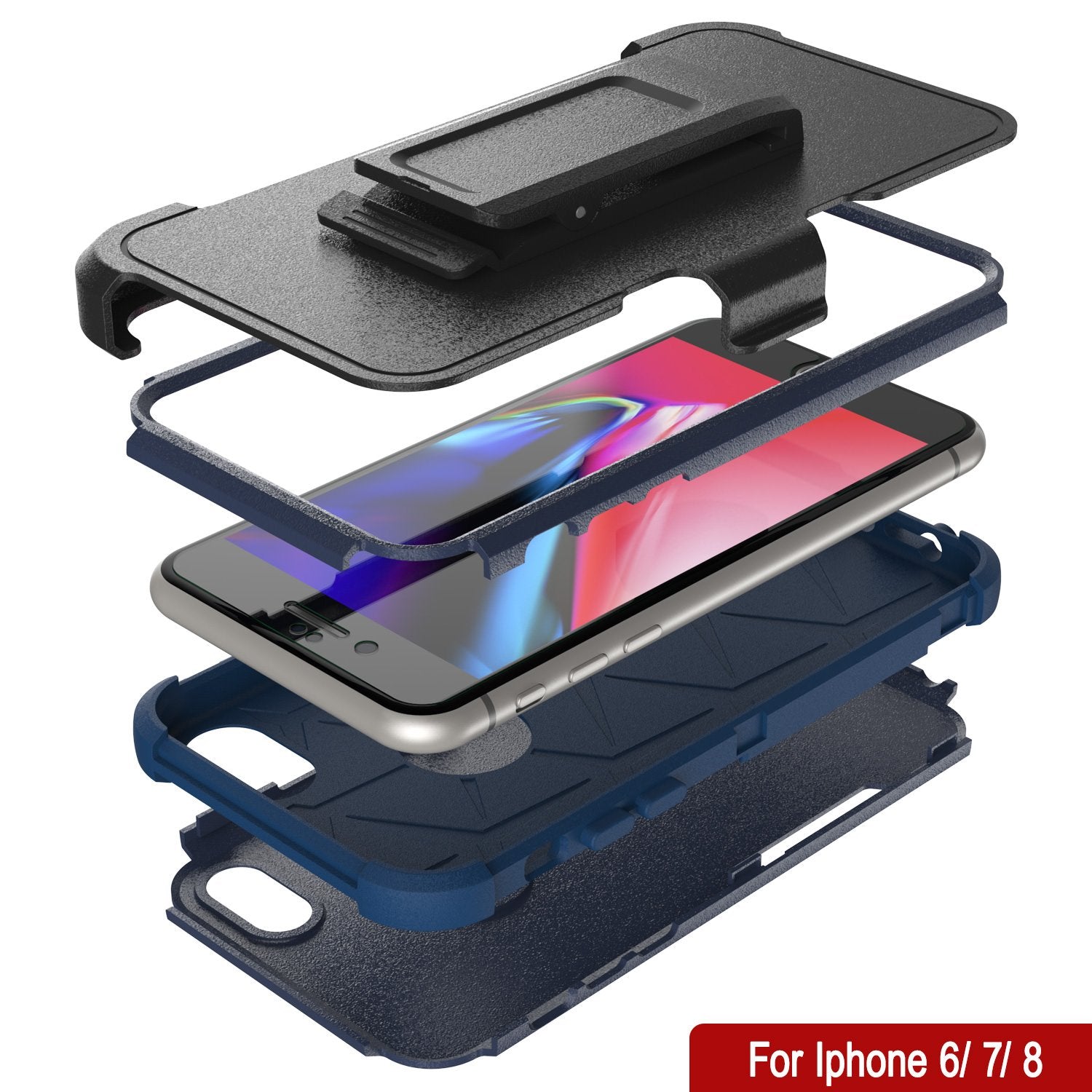 Punkcase for iPhone 6 Belt Clip Multilayer Holster Case [Patron Series] [Navy]