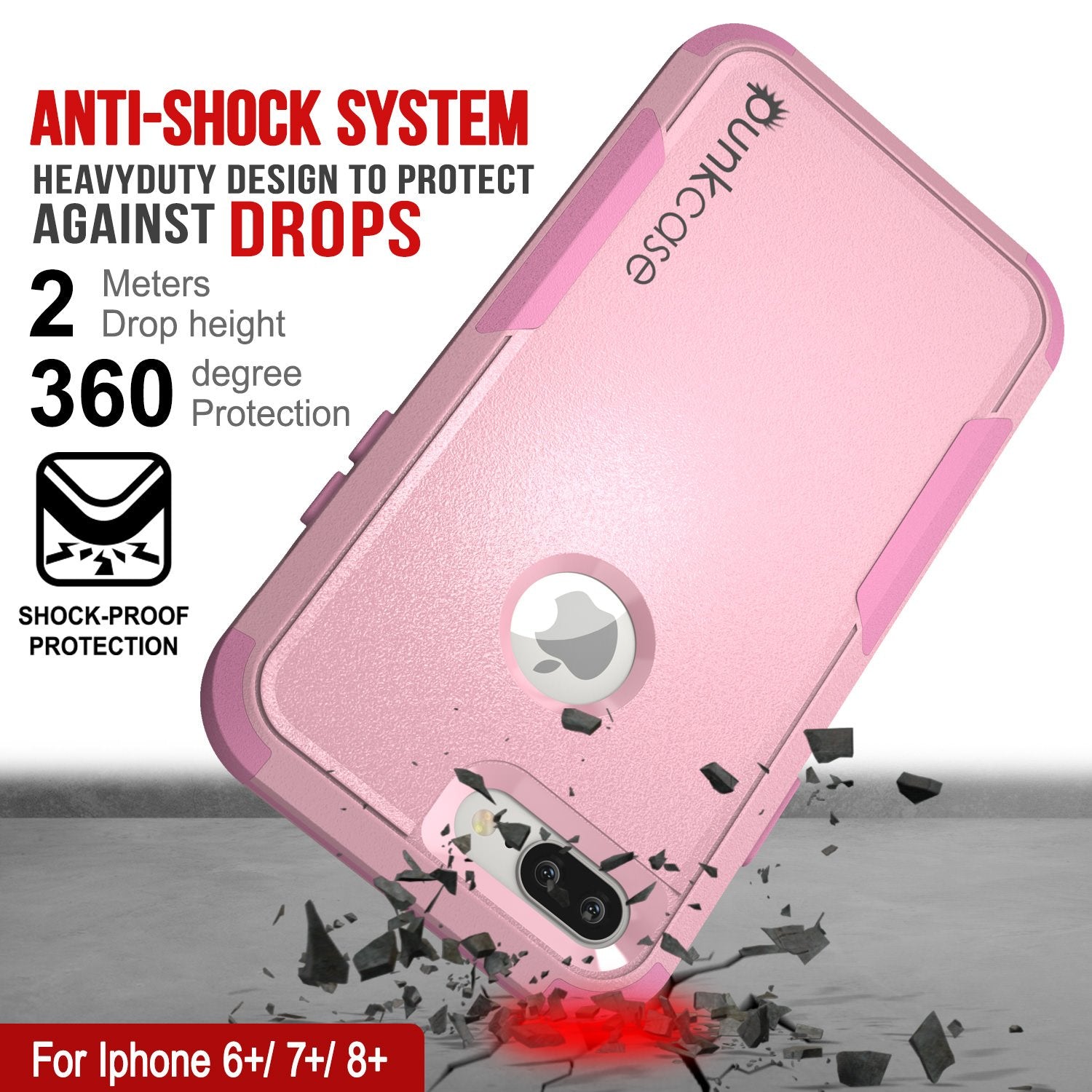 Punkcase for iPhone 6+ Plus Belt Clip Multilayer Holster Case [Patron Series] [Pink]
