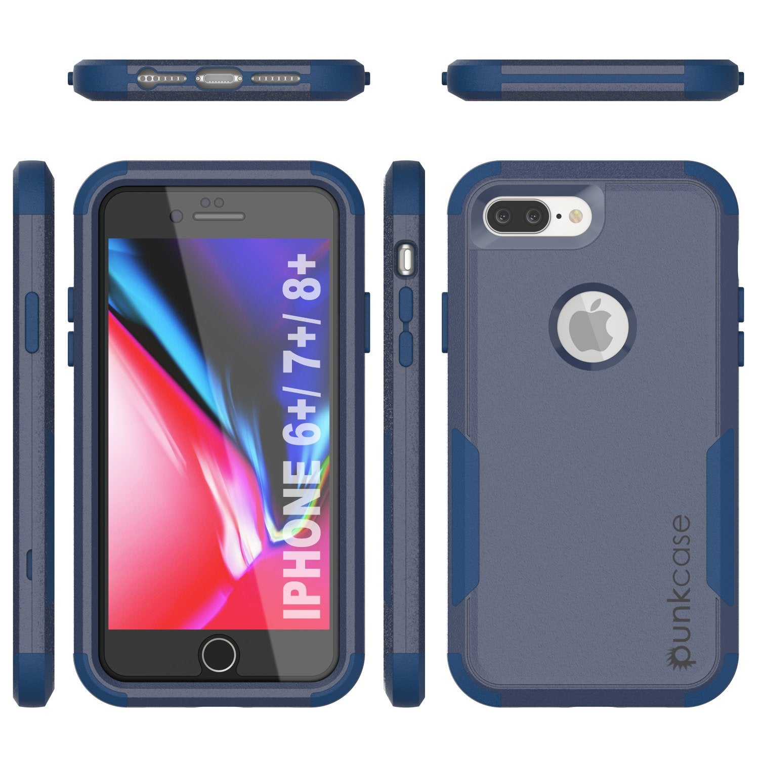 Punkcase for iPhone 8+ Plus Belt Clip Multilayer Holster Case [Patron Series] [Navy]