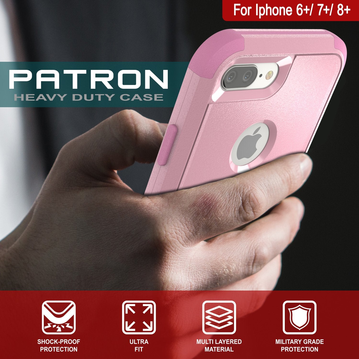 Punkcase for iPhone 6+ Plus Belt Clip Multilayer Holster Case [Patron Series] [Pink]