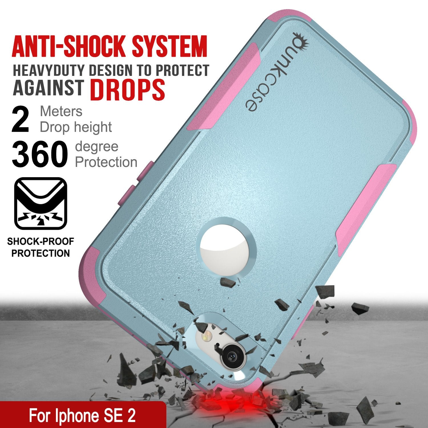Punkcase for iPhone SE Belt Clip Multilayer Holster Case [Patron Series] [Mint-Pink]