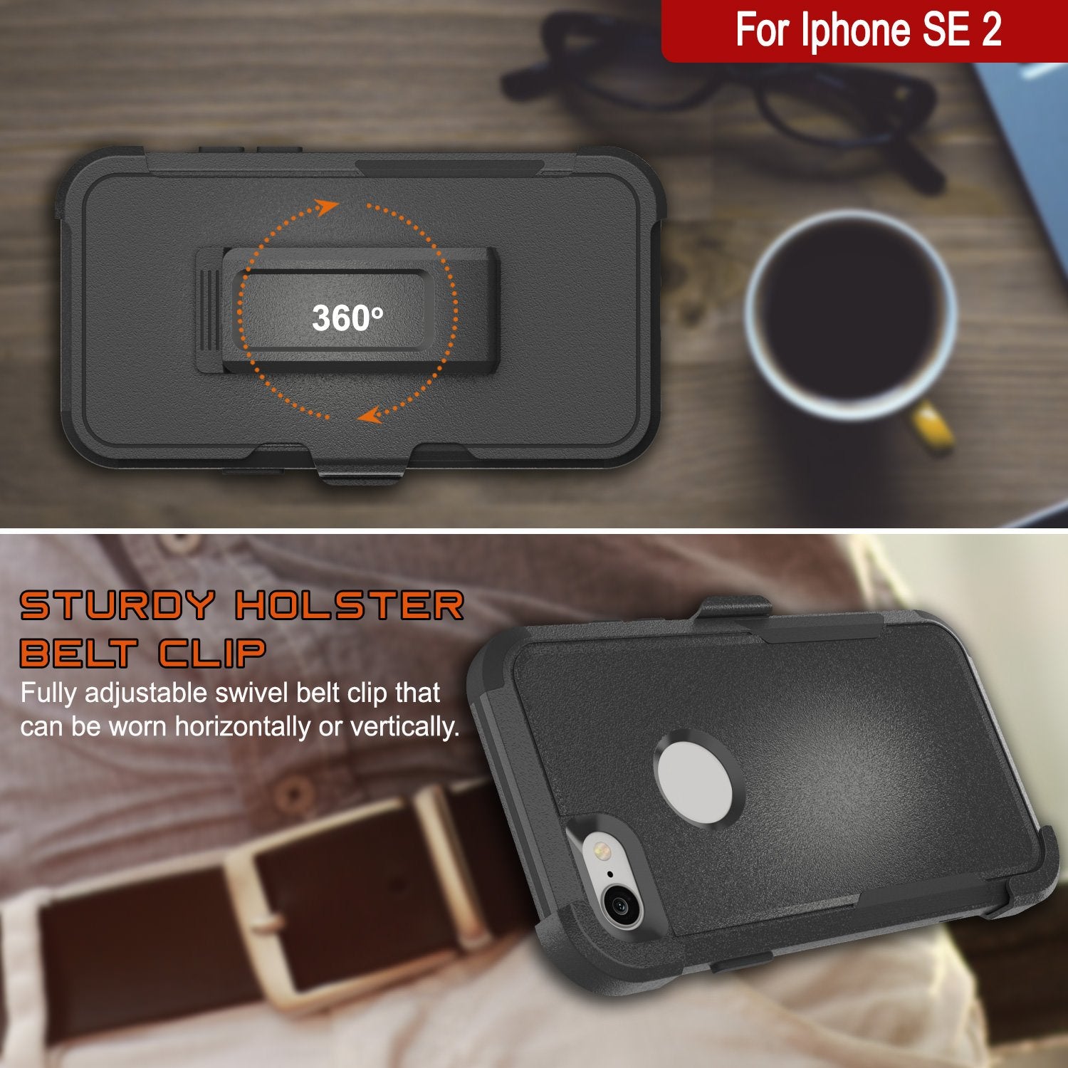 Punkcase for iPhone SE Belt Clip Multilayer Holster Case [Patron Series] [Black]