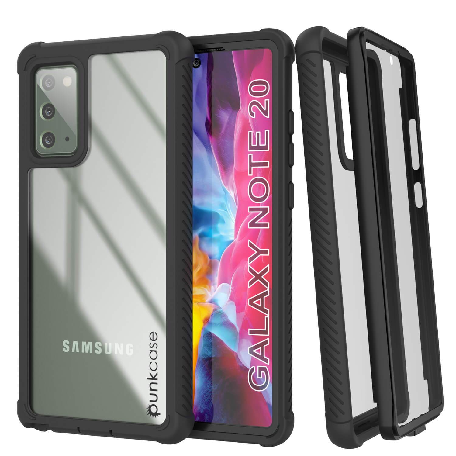 Punkcase Galaxy Note 20 Case, [Spartan Series] Black Rugged Heavy Duty Cover W/Built in Screen Protector