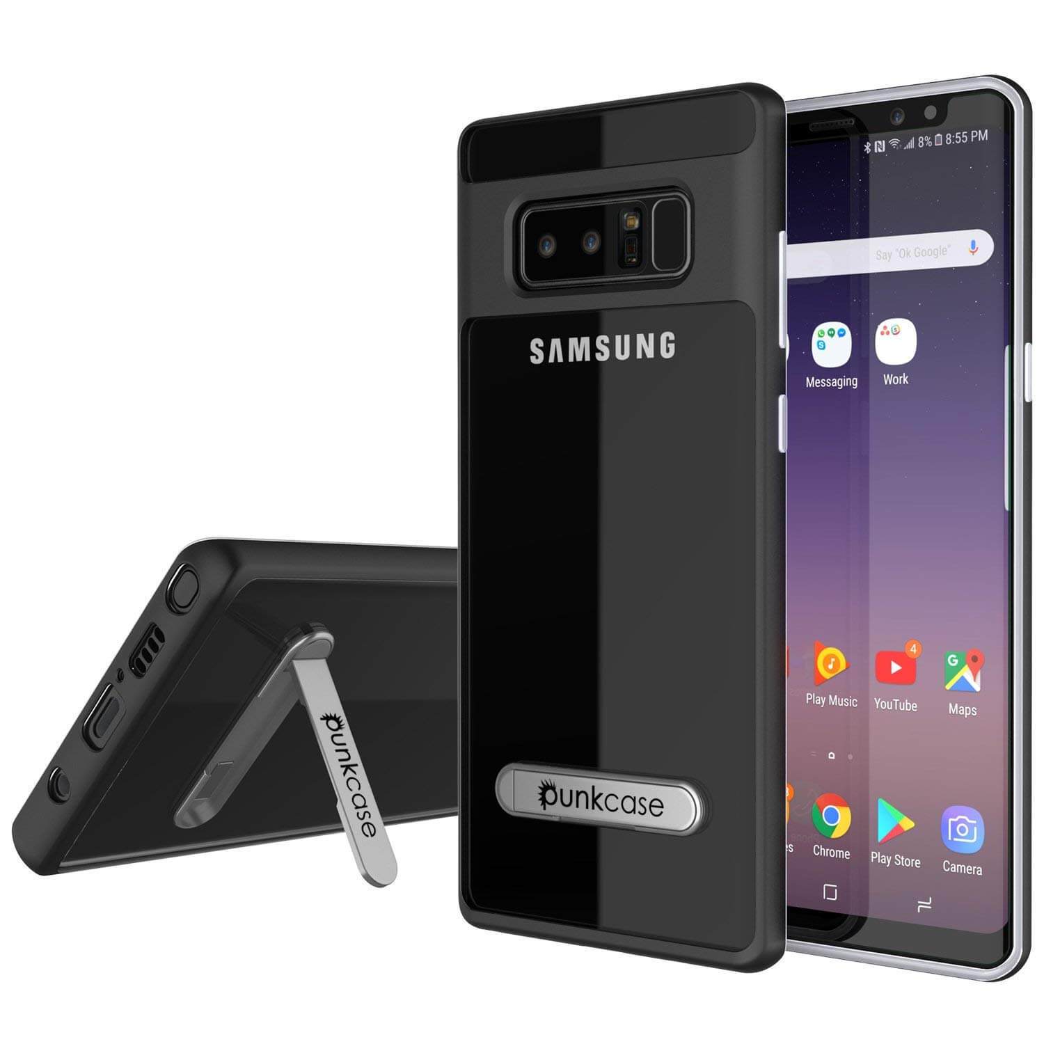 Galaxy Note 8 Case, PUNKcase [LUCID 3.0 Series] Armor Cover w/Integrated Kickstand [Black] - PunkCase NZ