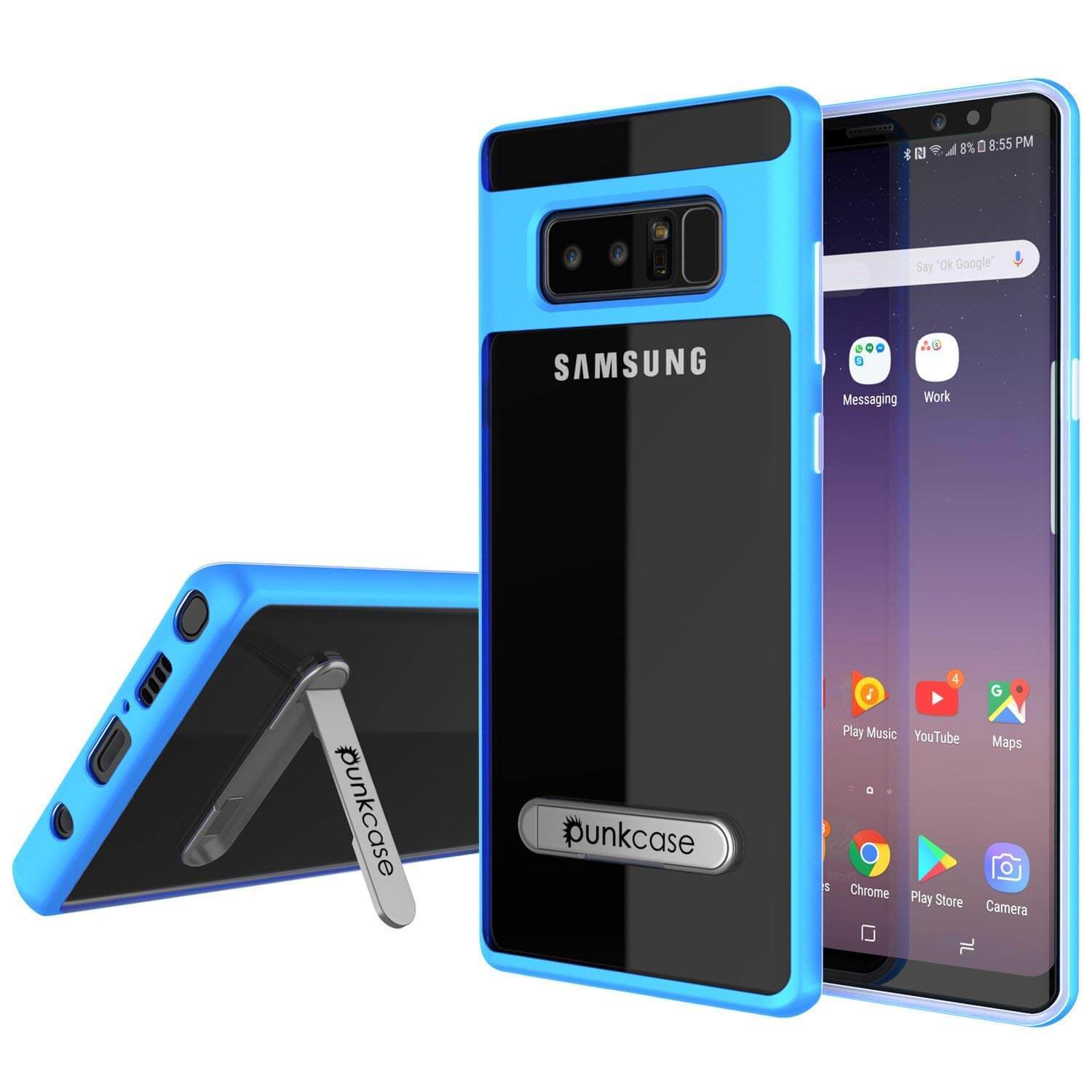 Galaxy Note 8 Case, PUNKcase [LUCID 3.0 Series] Armor Cover w/Integrated Kickstand [Blue]