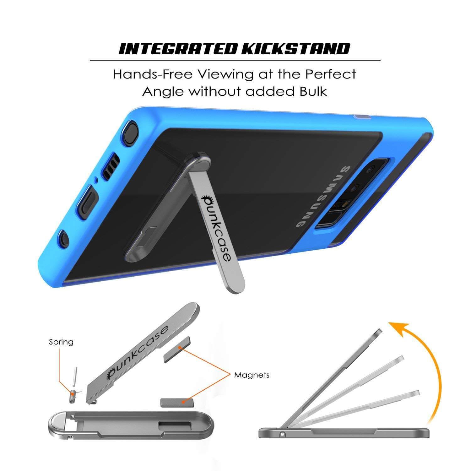 Galaxy Note 8 Case, PUNKcase [LUCID 3.0 Series] Armor Cover w/Integrated Kickstand [Blue] - PunkCase NZ