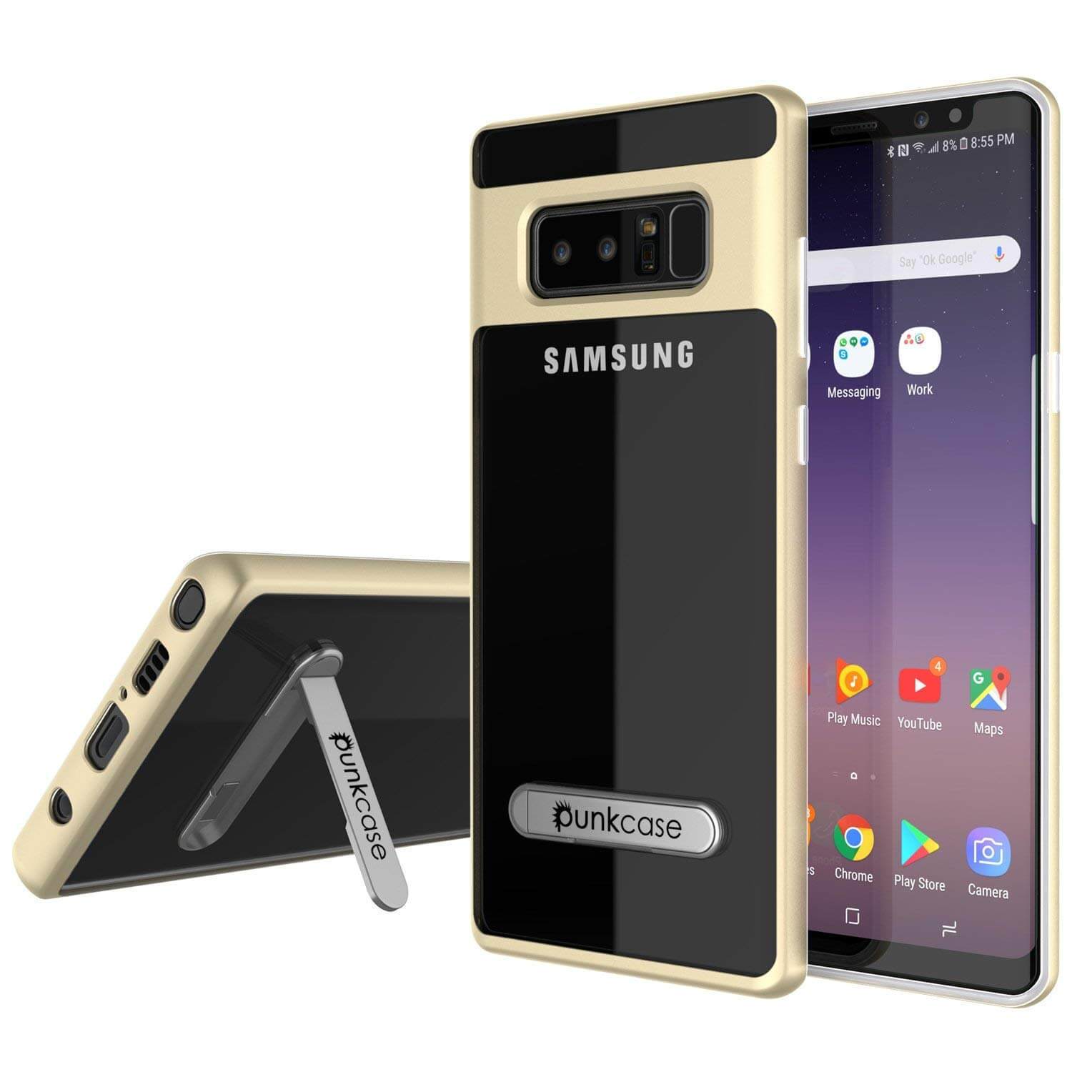 Galaxy Note 8 Case, PUNKcase [LUCID 3.0 Series] Armor Cover w/Integrated Kickstand [Gold]