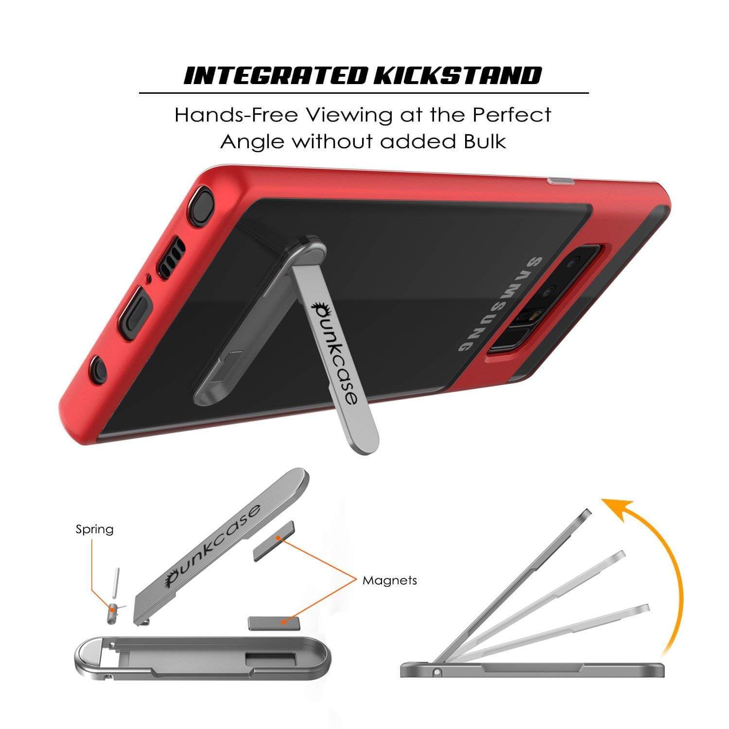 Galaxy Note 8 Case, PUNKcase [LUCID 3.0 Series] Armor Cover w/Integrated Kickstand [Red] - PunkCase NZ